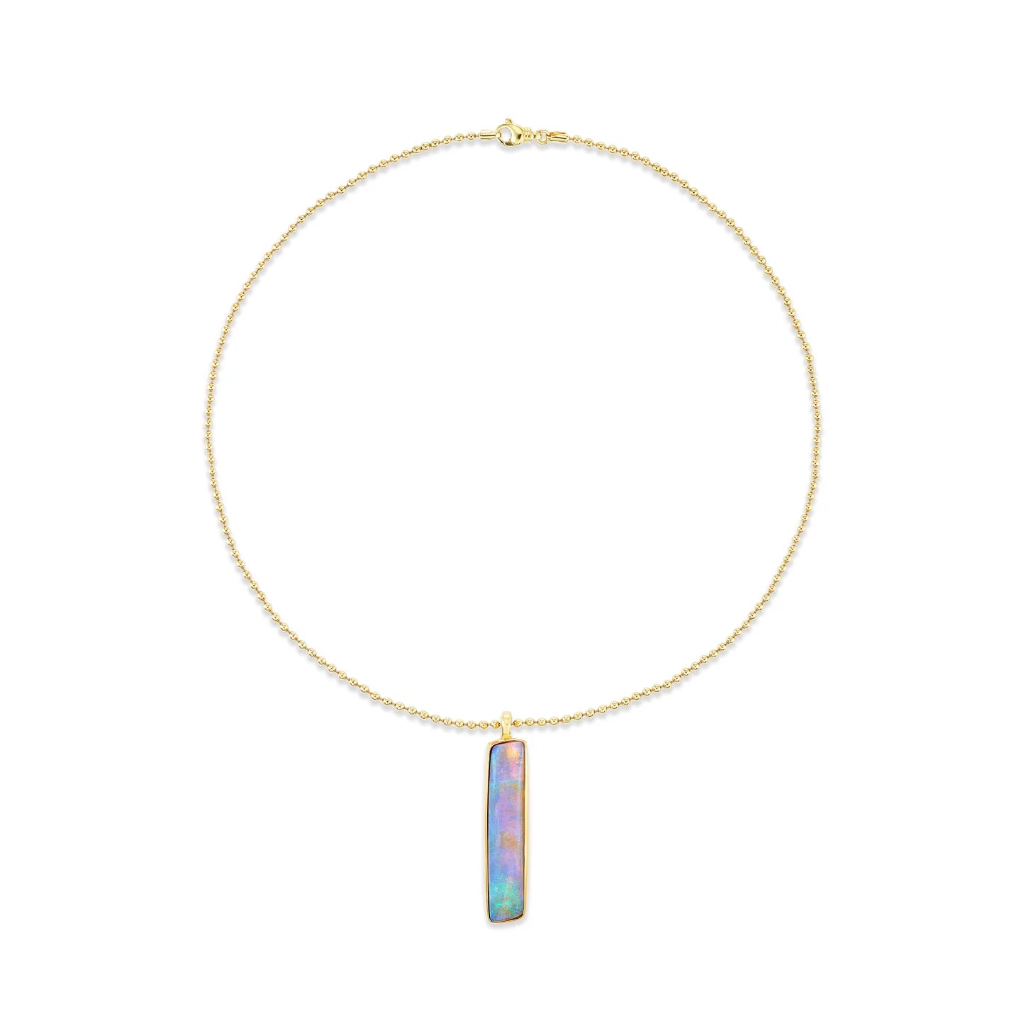 Opal and 18K Gold Chain Ball Necklace