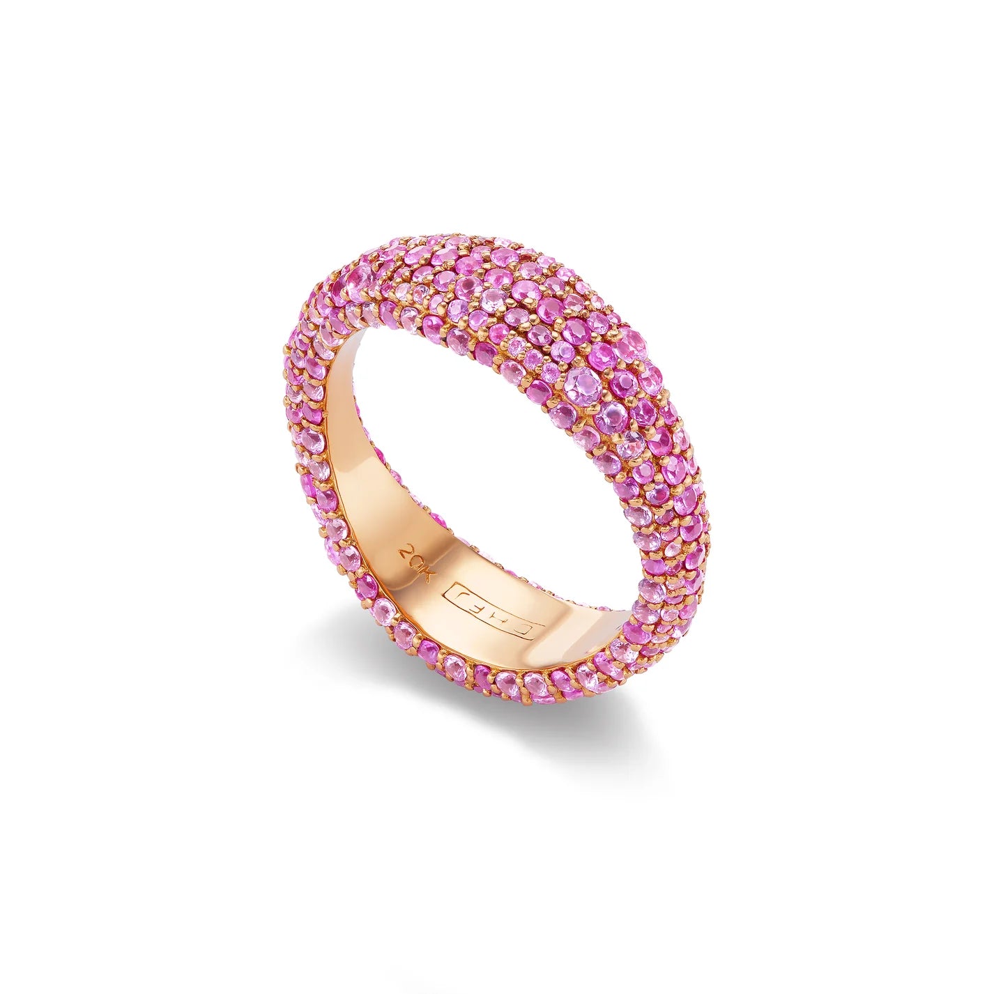 Wave Pavé Ring Pink Saphire