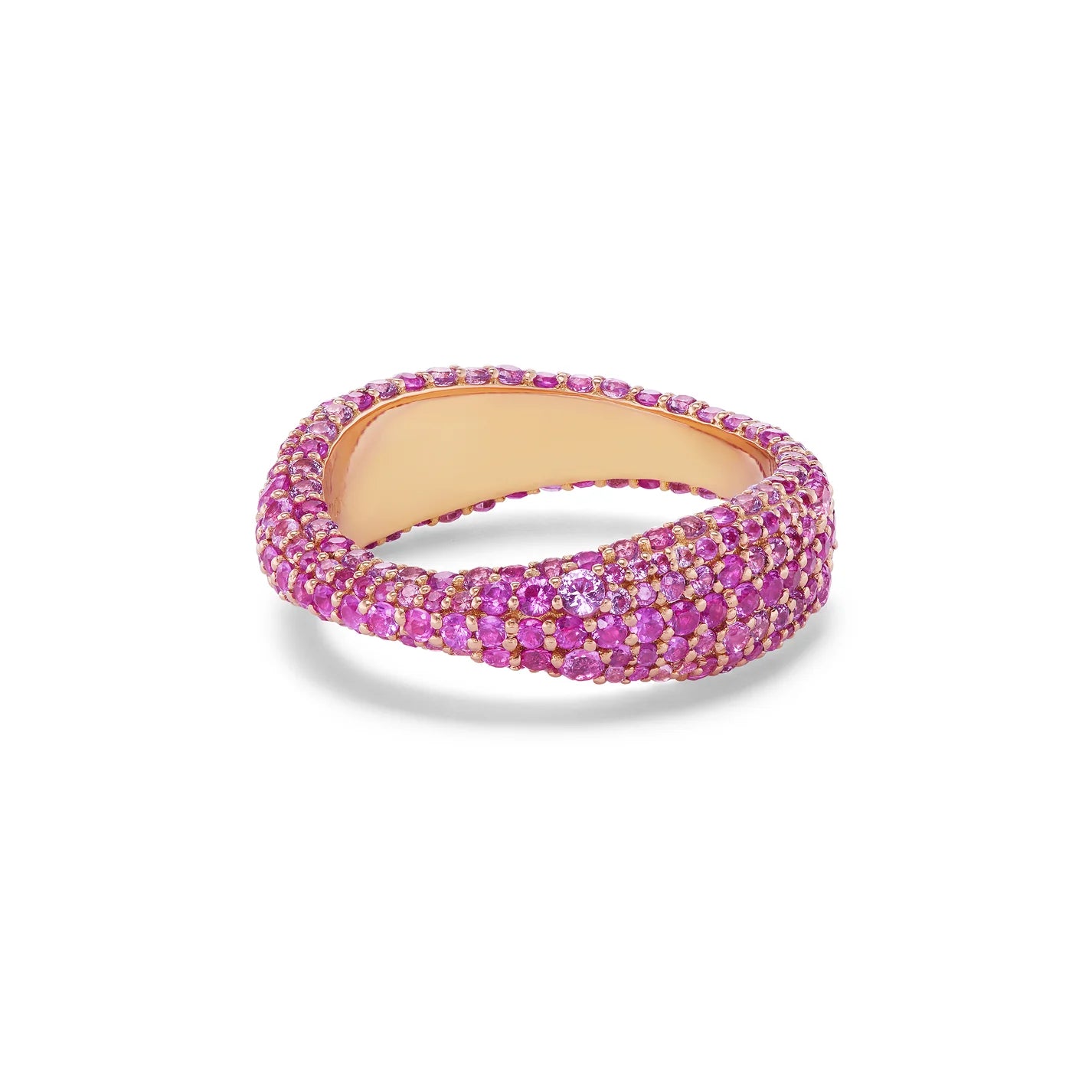 Wave Pavé Ring Pink Saphire
