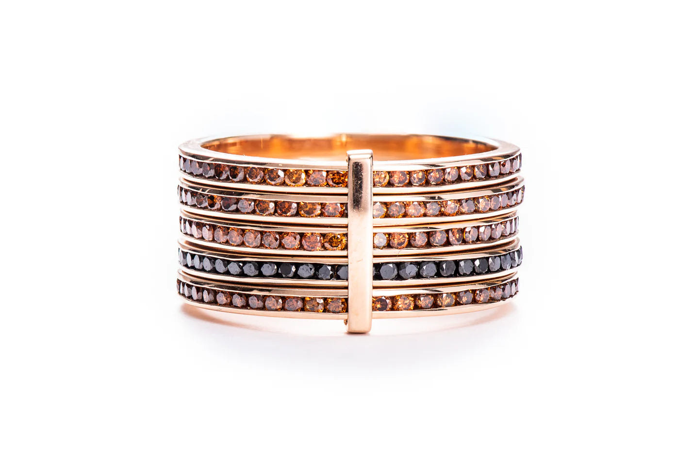 Cognac Diamond 5 Band Ring