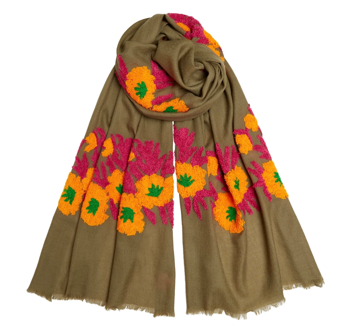 Mexican Embroidered Cashmere Scarf