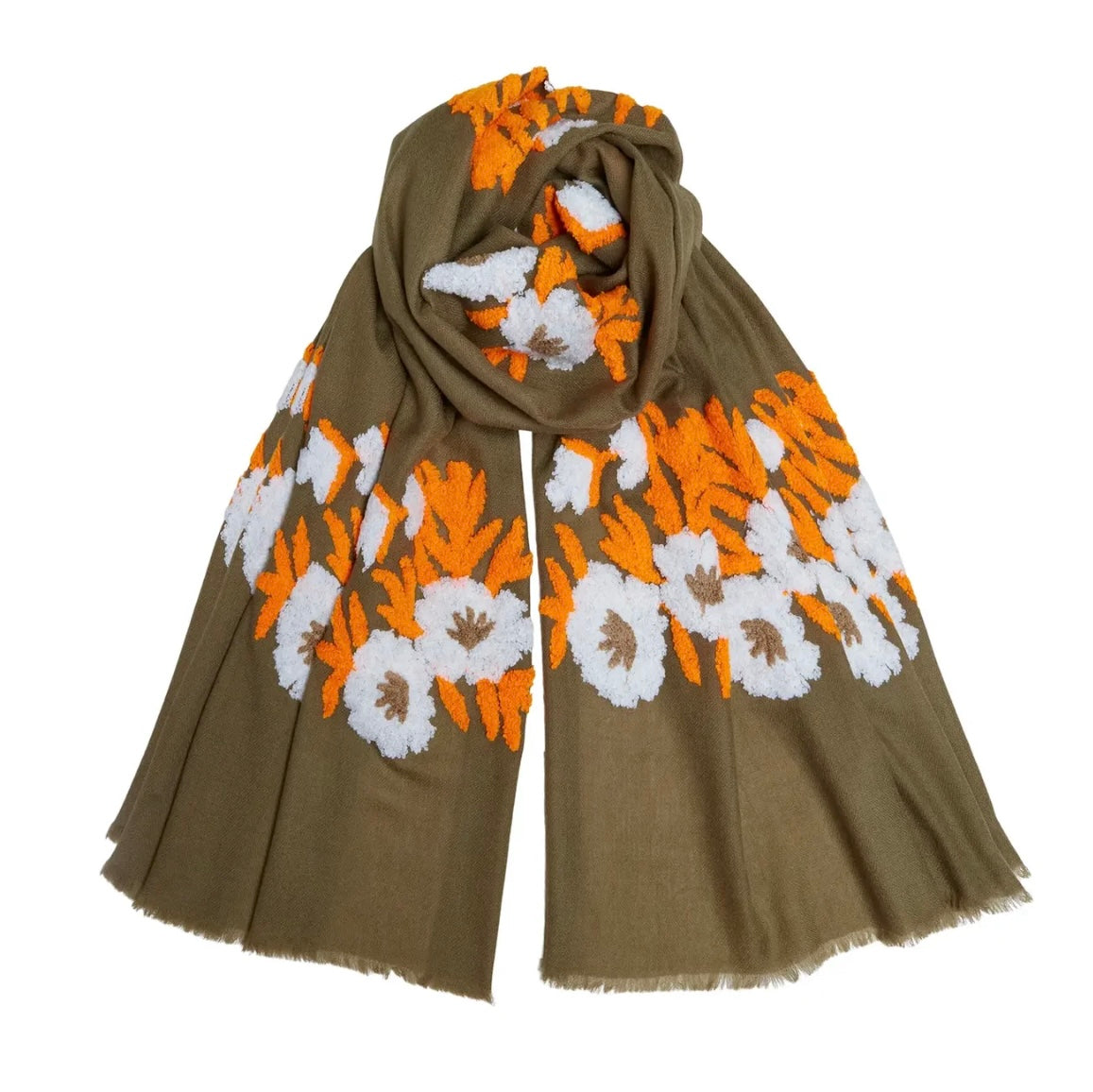 Mexican Embroidered Cashmere Scarf