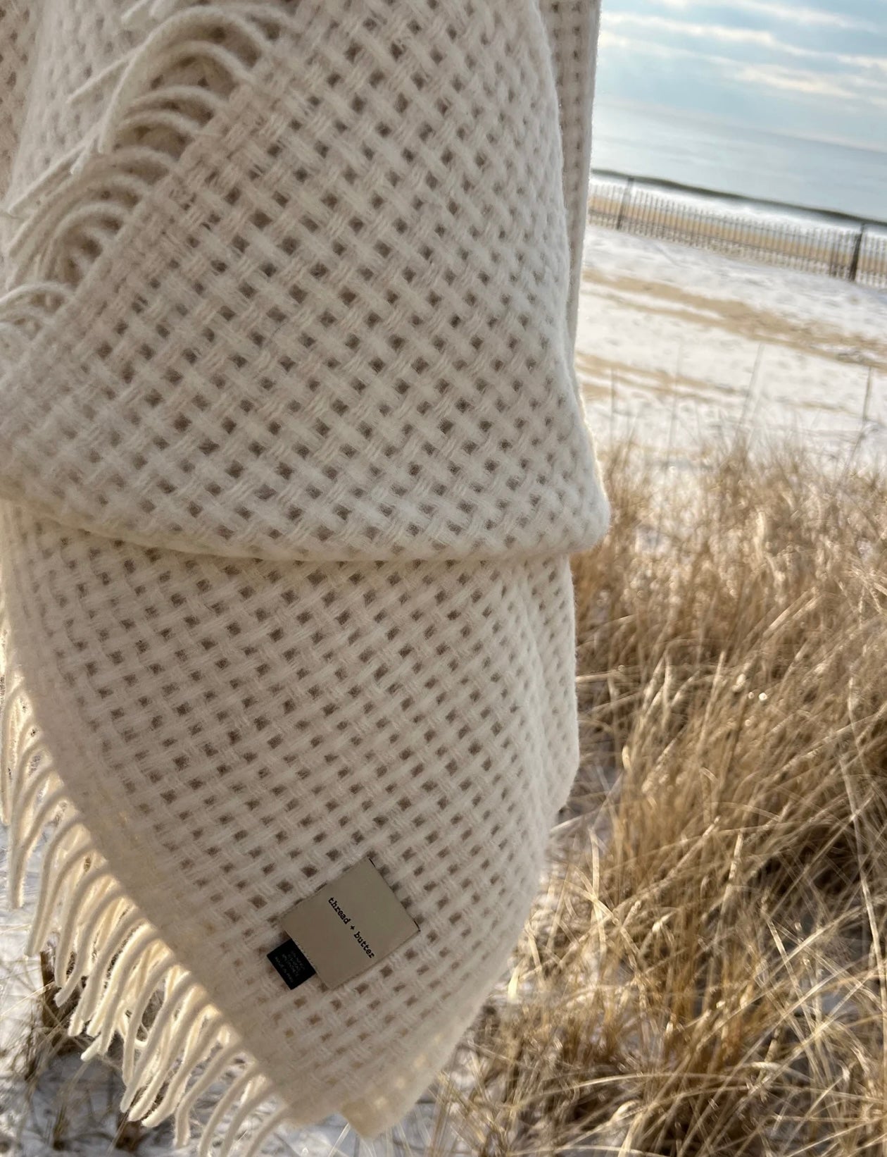 Thread + Butter Alpaca Basketweave Ivory Throw