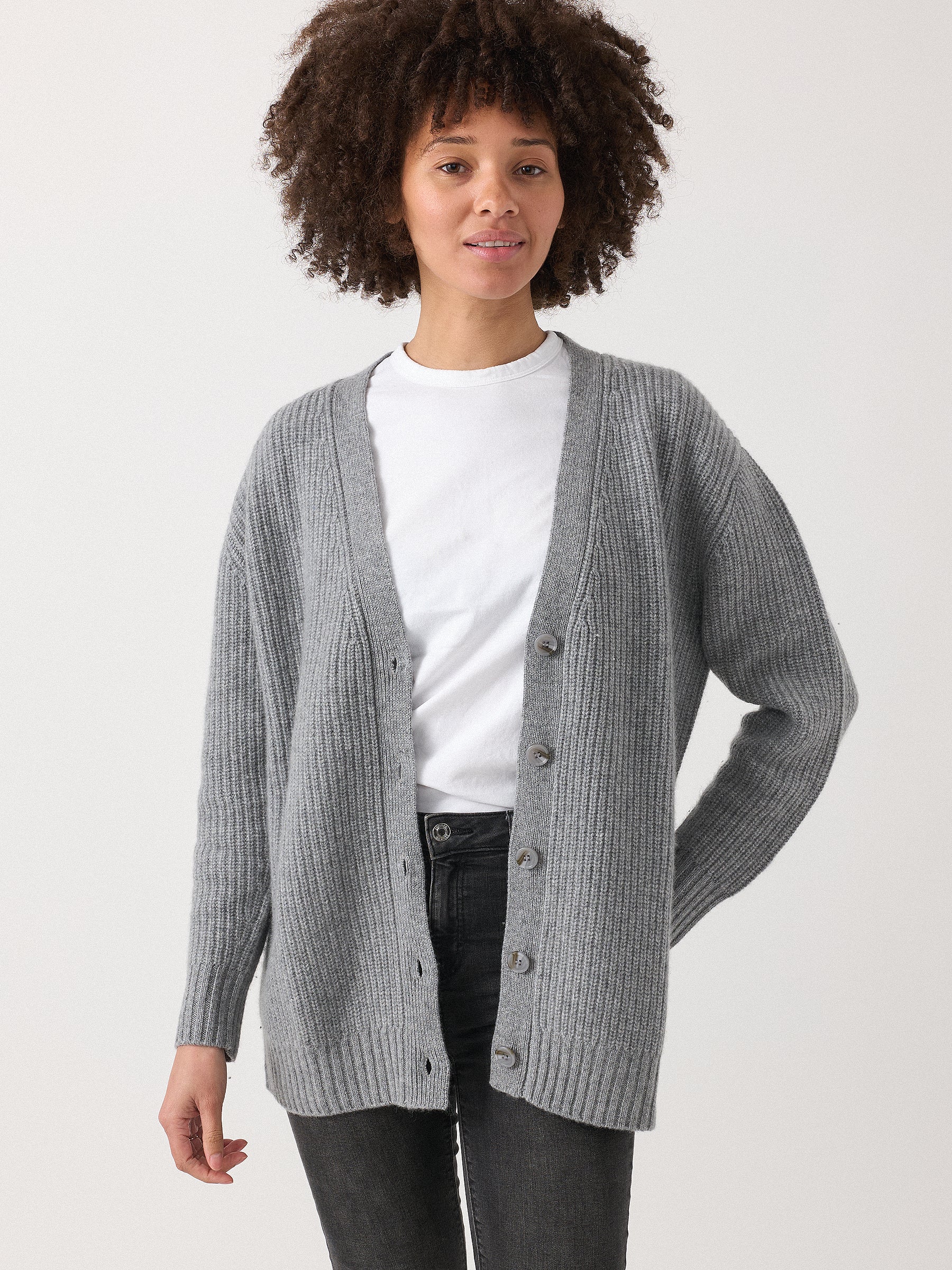 Hank Unisex Charlie Cardigan in Medium Grey