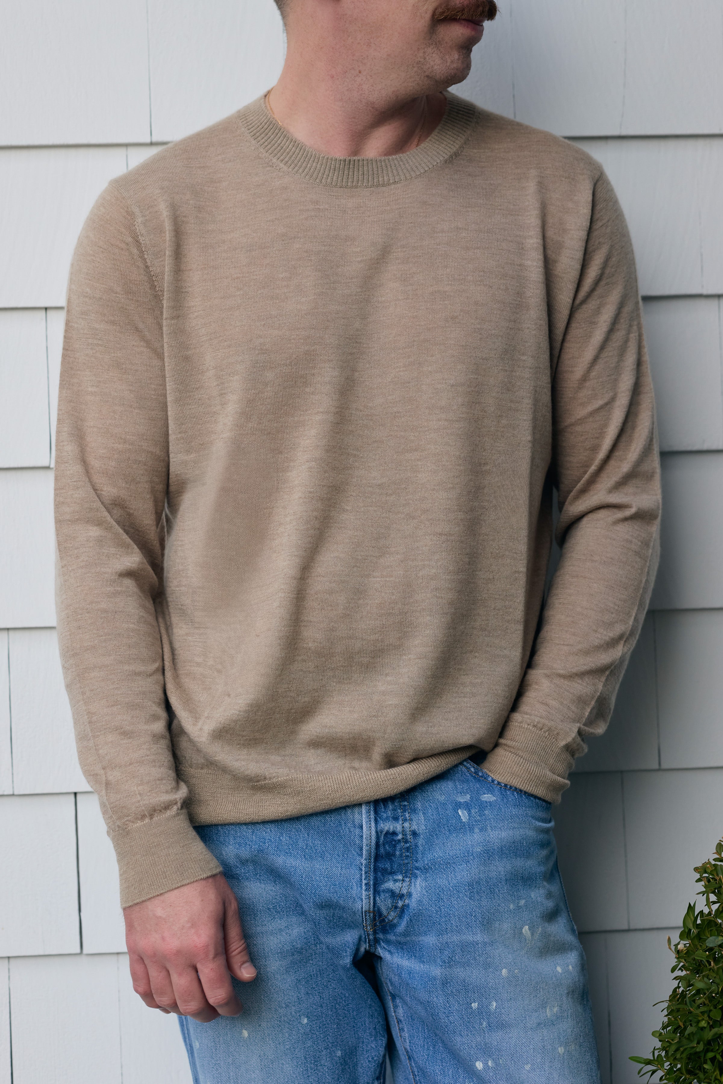 Hank Fine Cashmere Newman Sweater in Oatmeal