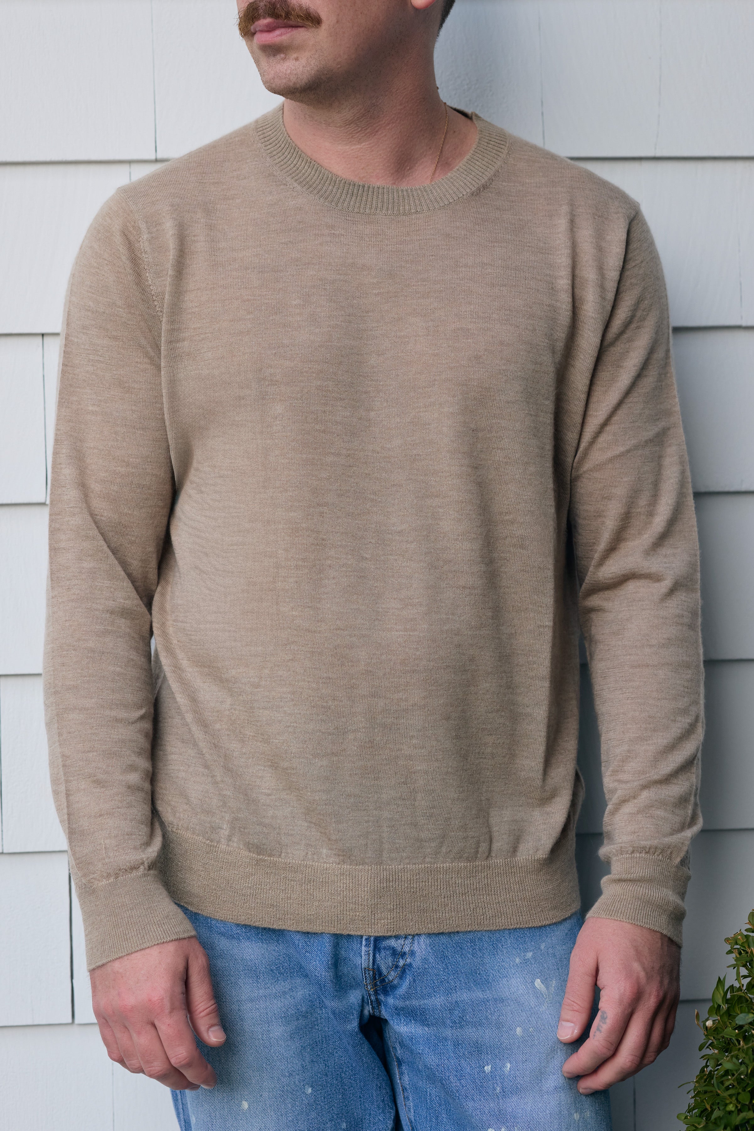 Hank Fine Cashmere Newman Sweater in Oatmeal