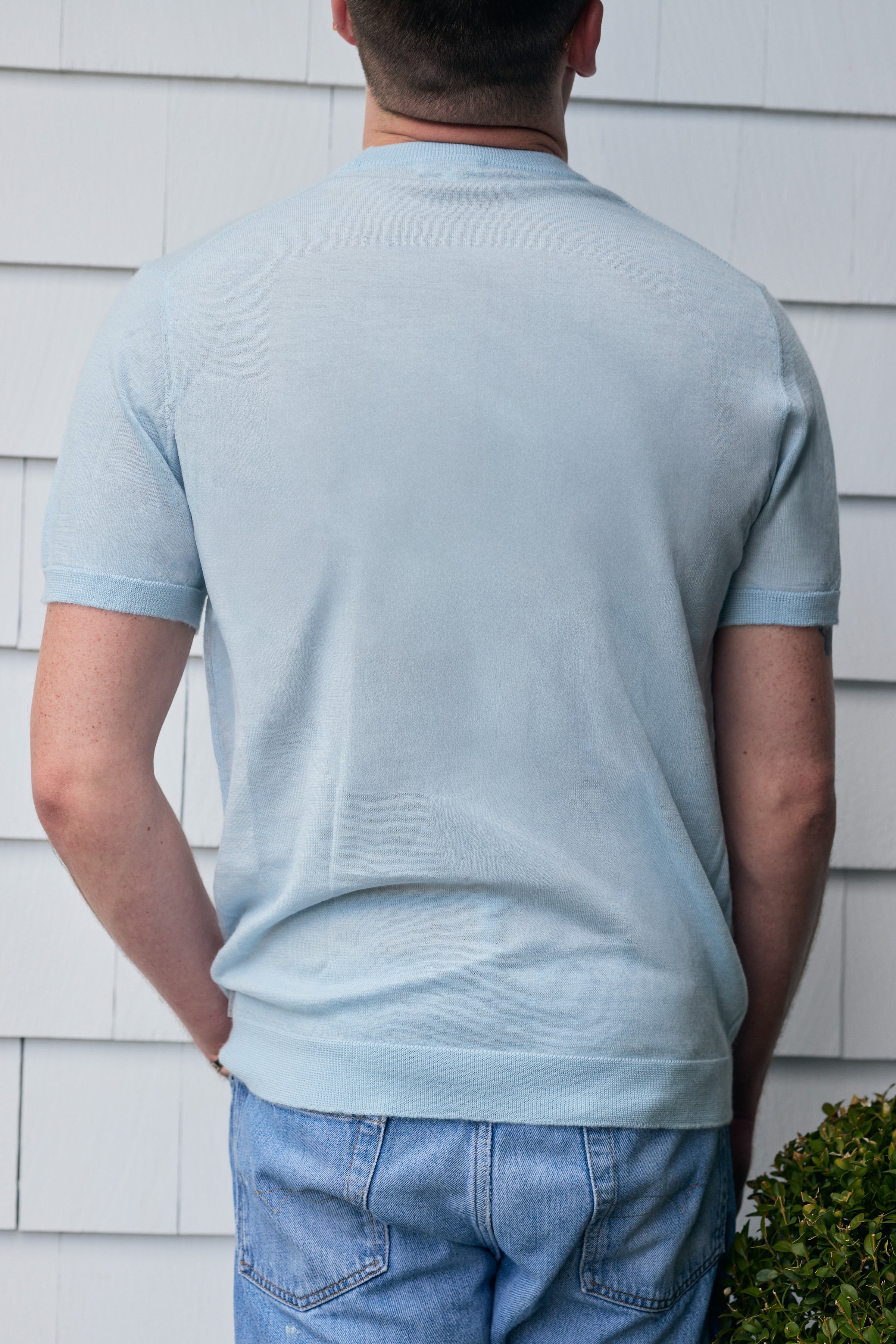 Hank Fine Cashmere Halsey T-Shirt in Pale Blue