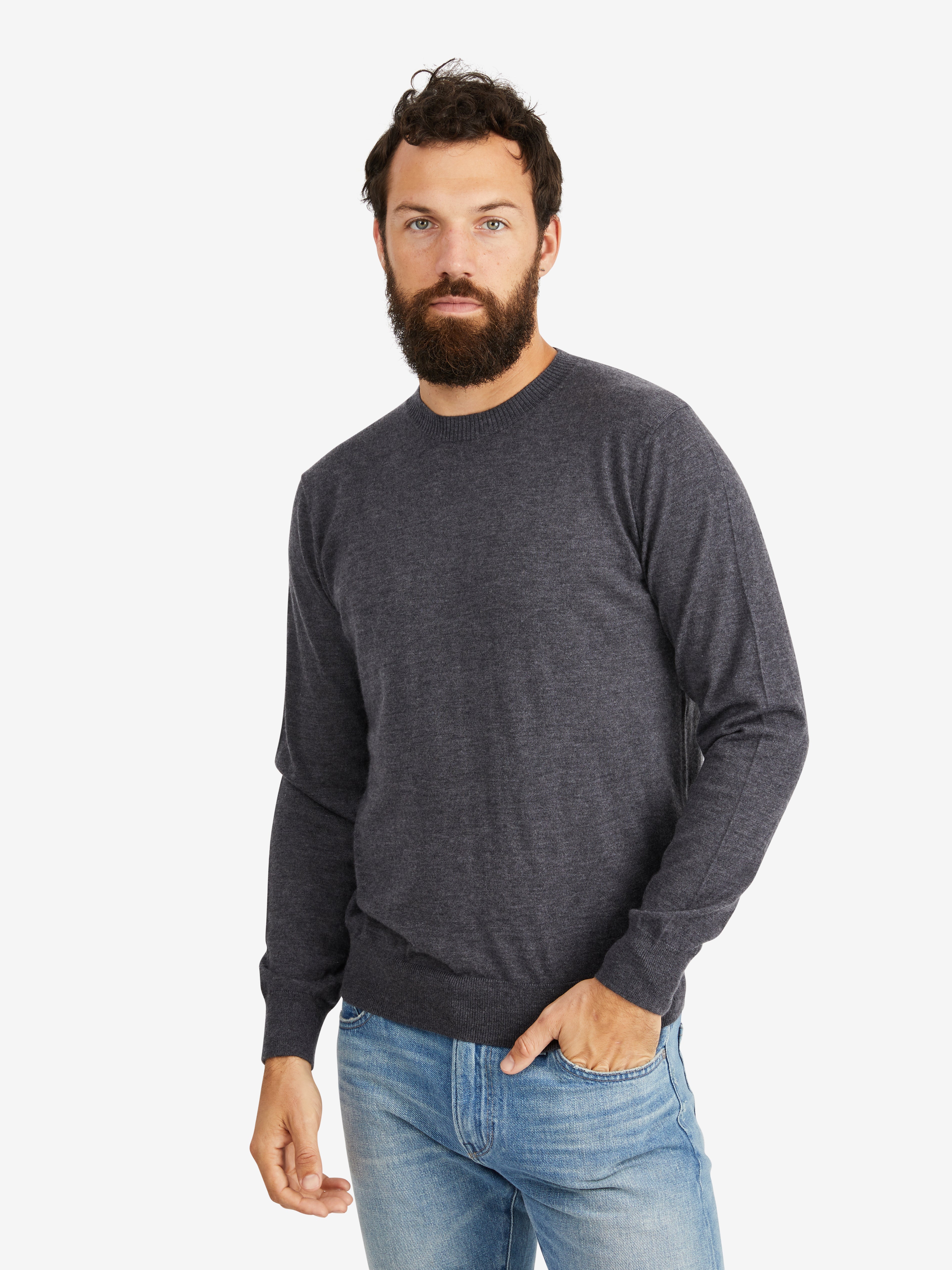 Hank Fine Cashmere Newman Sweater in Charcoal