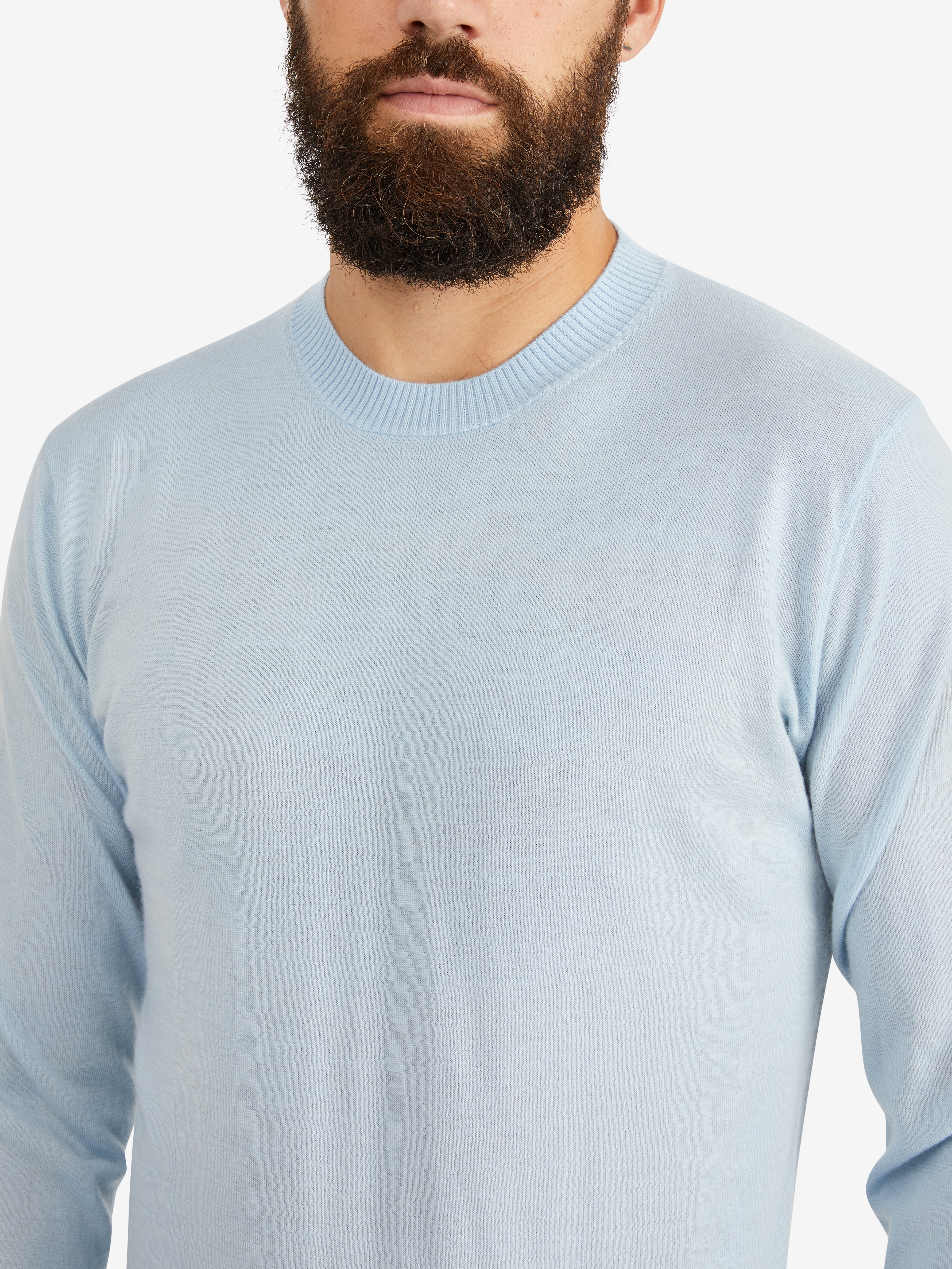 Hank Fine Cashmere Newman Sweater in Pale Blue