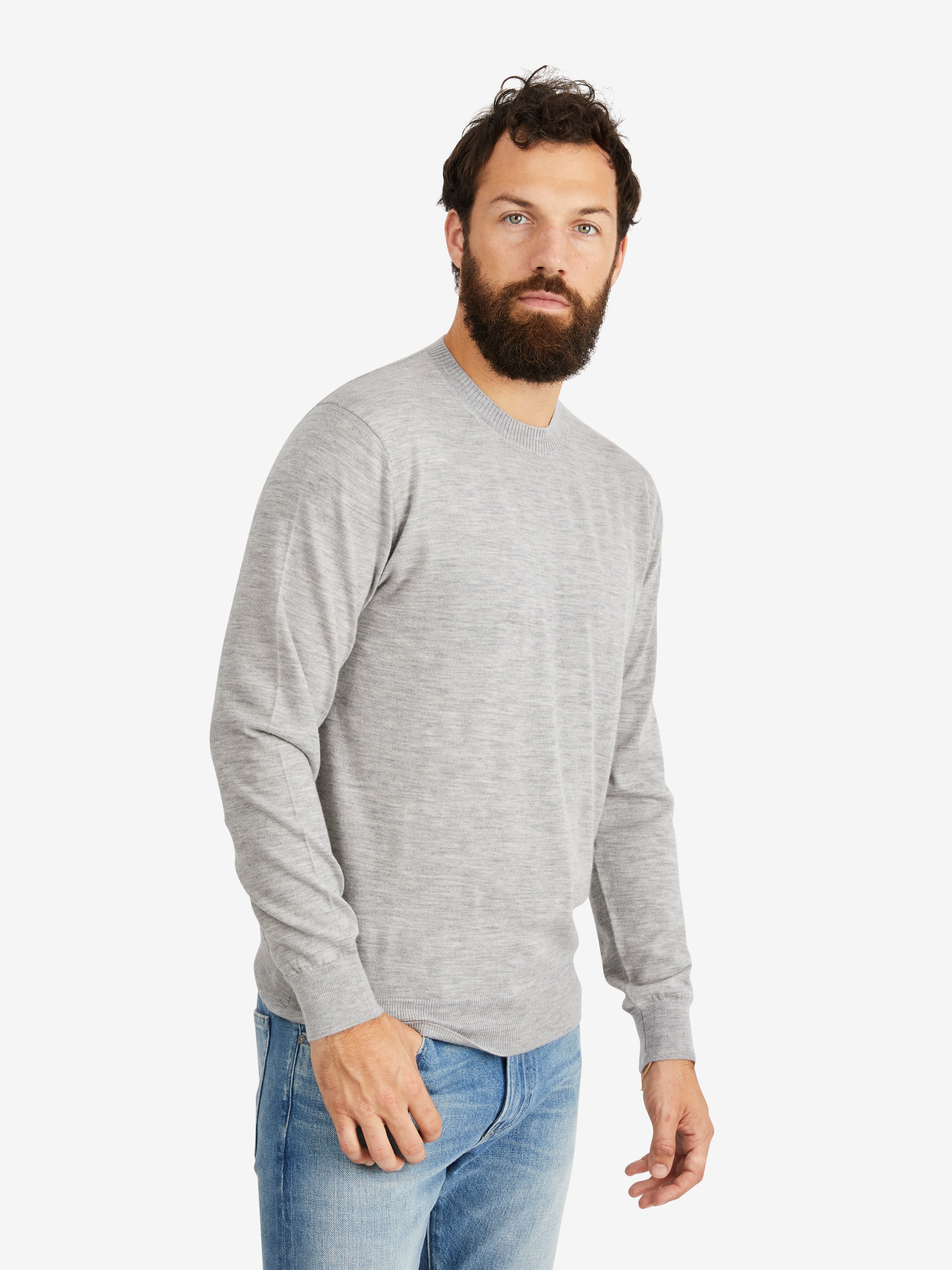 Hank Fine Cashmere Newman Sweater in Medium Grey