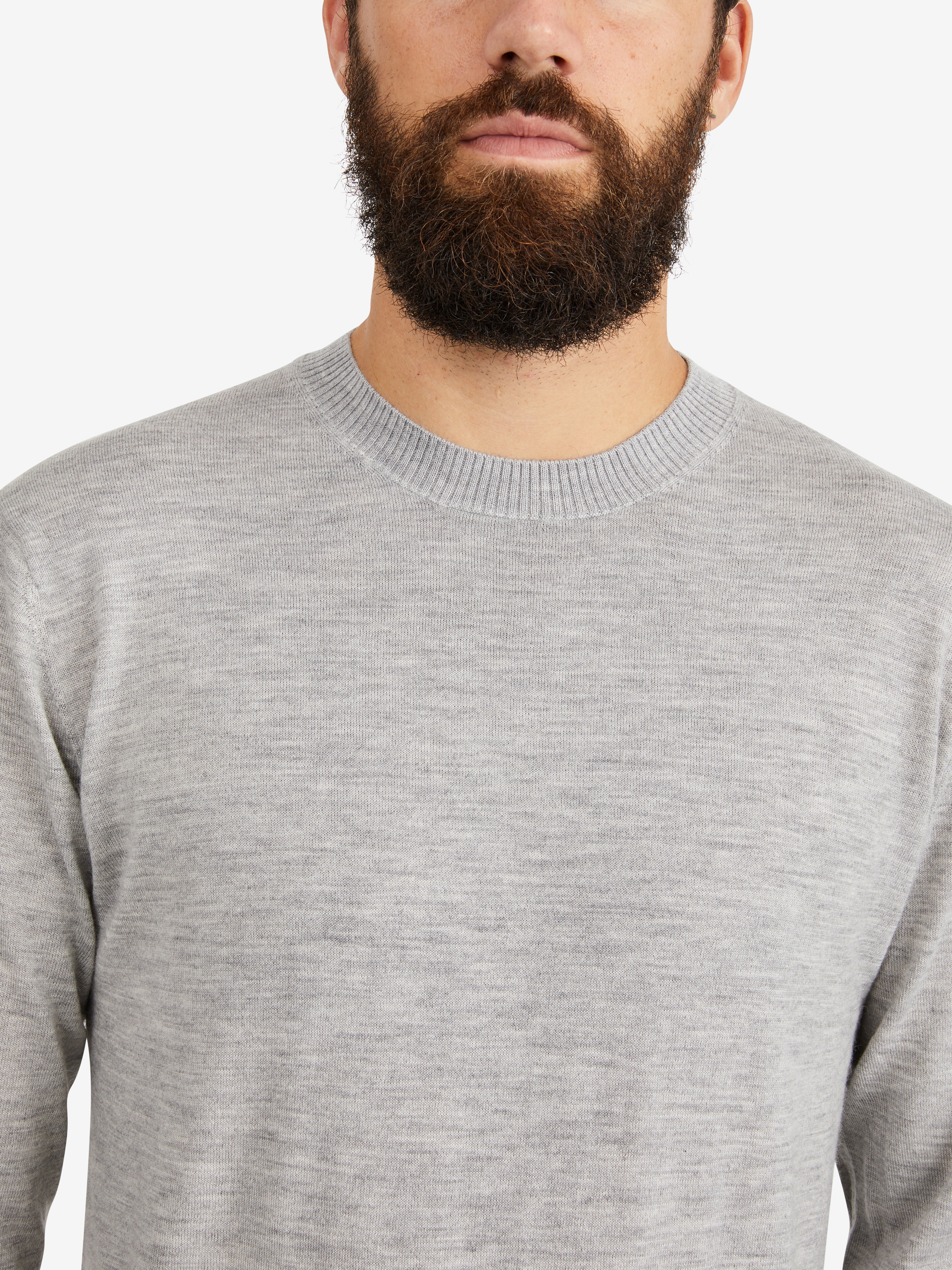 Hank Fine Cashmere Newman Sweater in Medium Grey