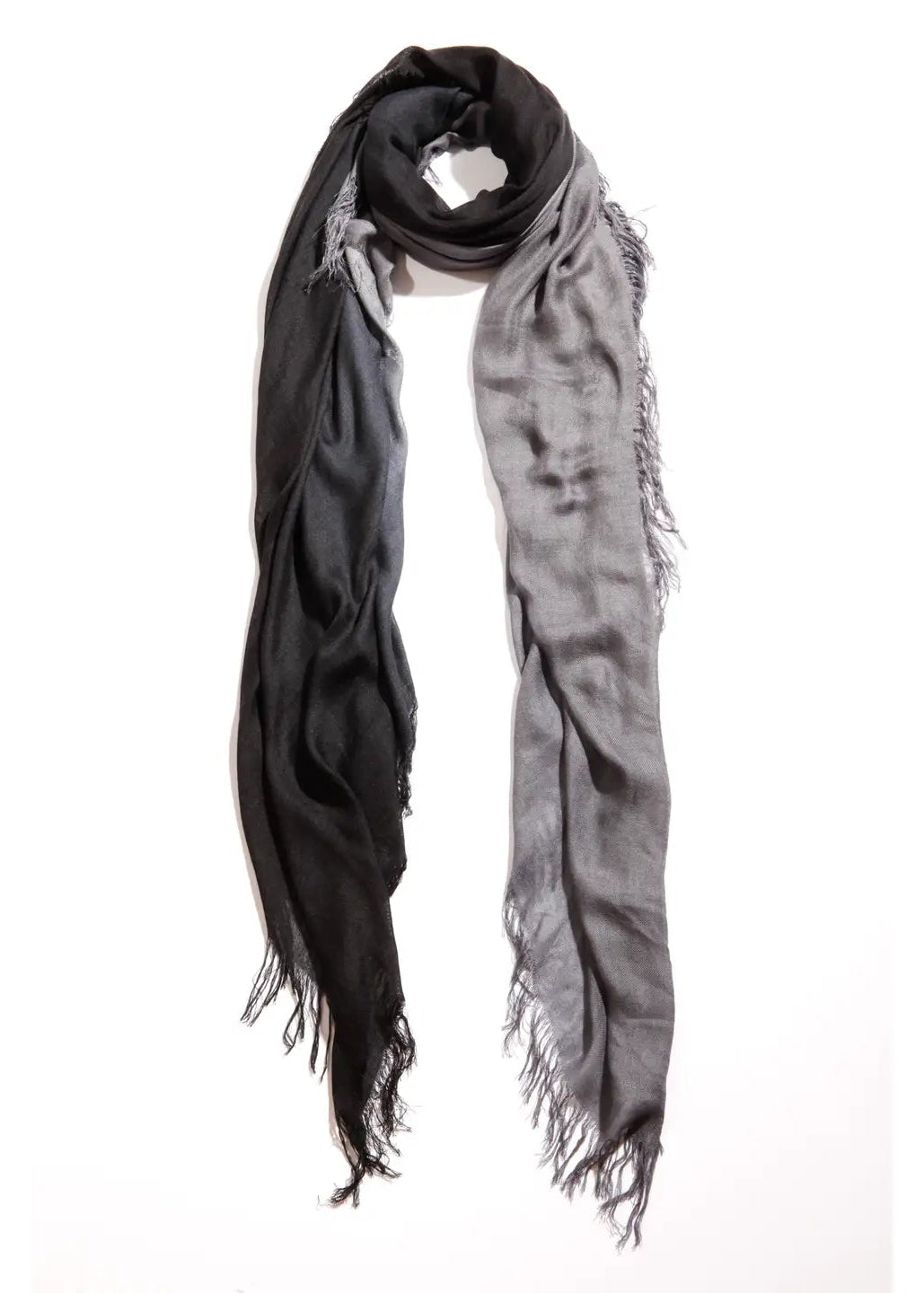 Hank Gauze Cashmere Butter Scarf, Black/Medium Grey