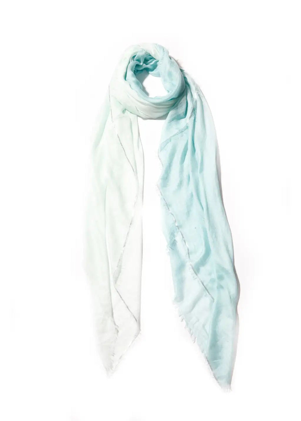 Hank Gauze Cashmere Butter Scarf, Metallic Ivory/Pale Blue