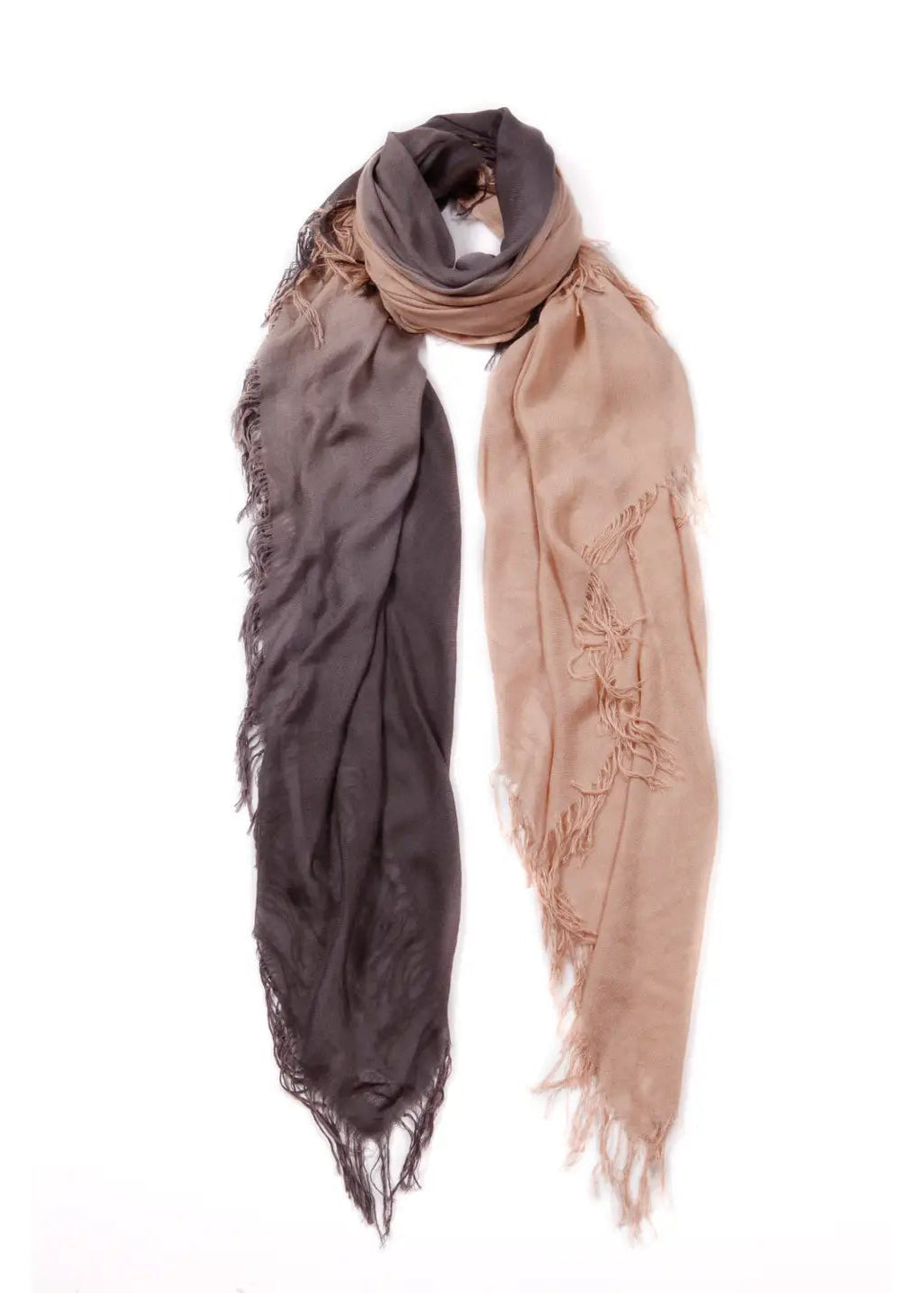 Hank Gauze Cashmere Butter Scarf, Charcoal/Oatmeal