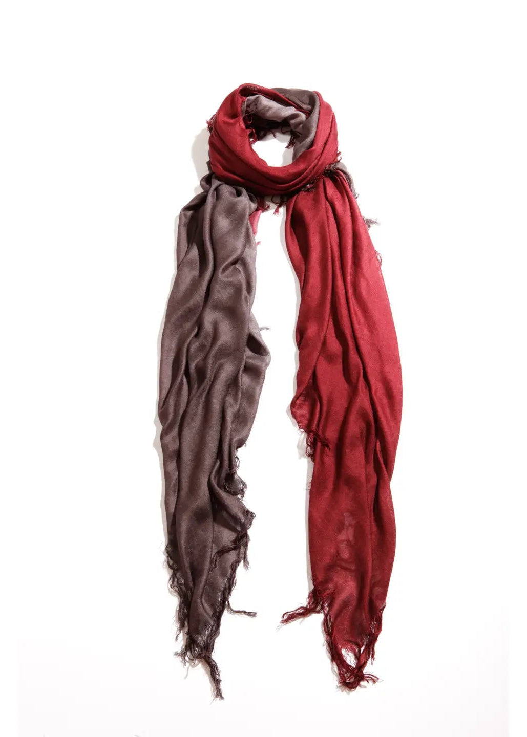Hank Gauze Cashmere Butter Scarf, Charcoal/Oxblood