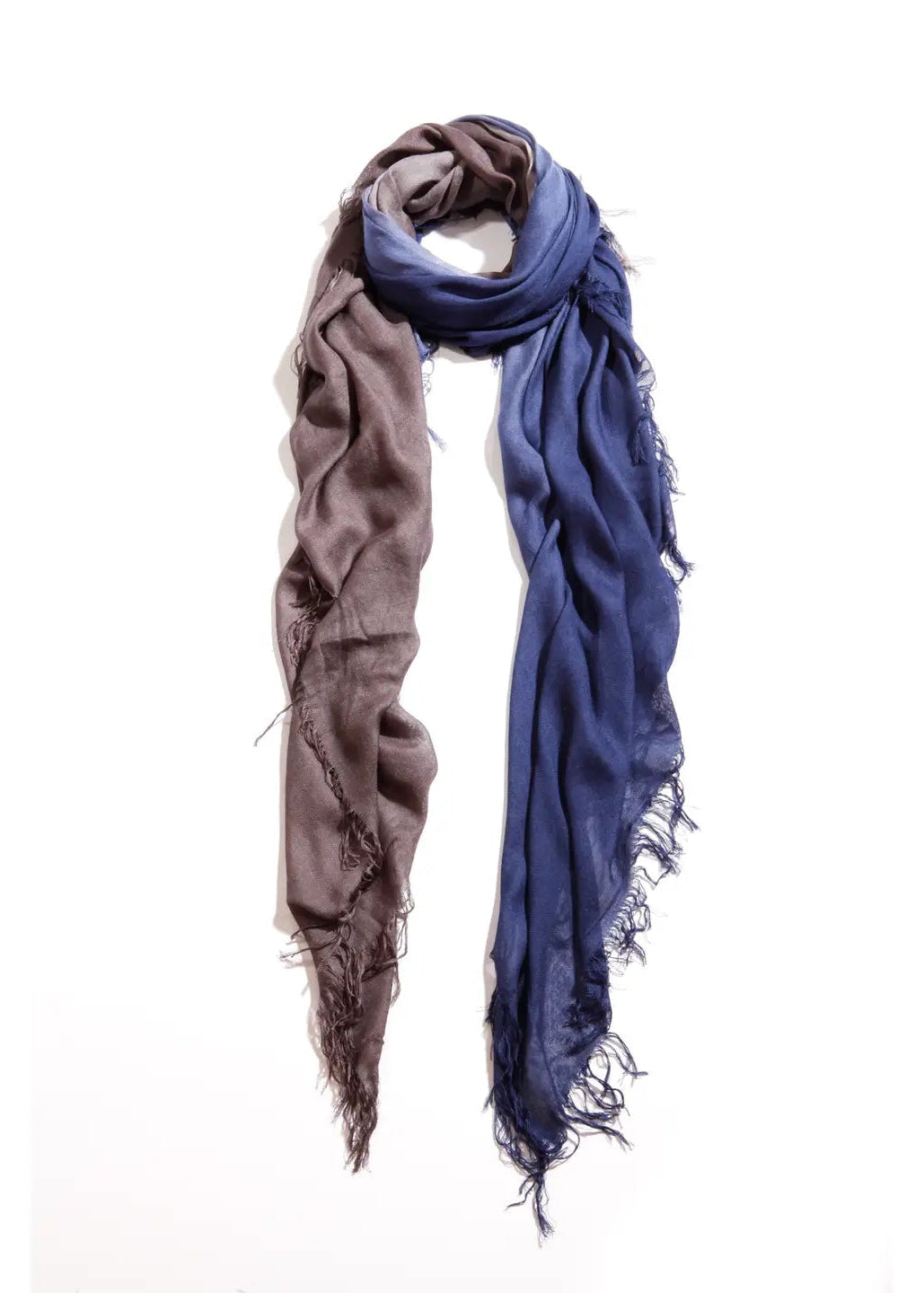 Hank Gauze Cashmere Butter Scarf, Indigo/Grey