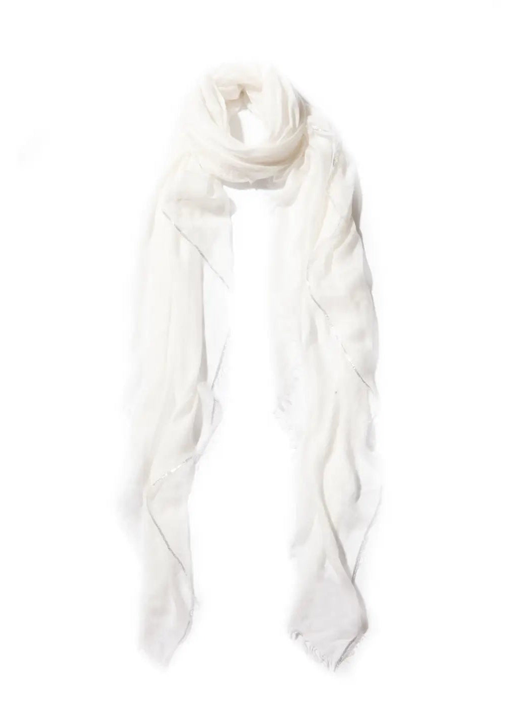 Hank Gauze Cashmere Butter Scarf, Metallic Ivory