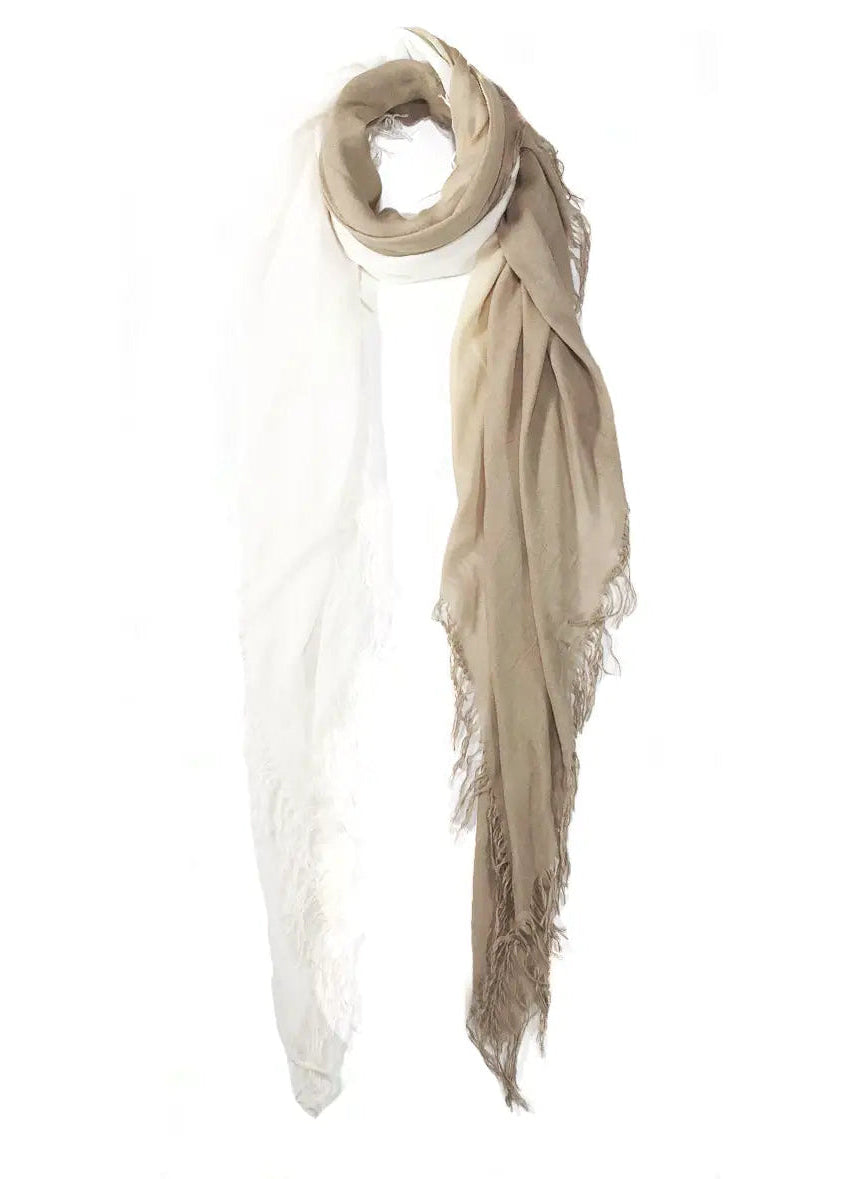 Hank Gauze Cashmere Butter Scarf, Ivory/Oatmeal