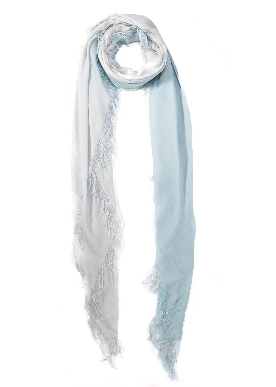 Hank Gauze Cashmere Butter Scarf, Crystal/Pale Blue