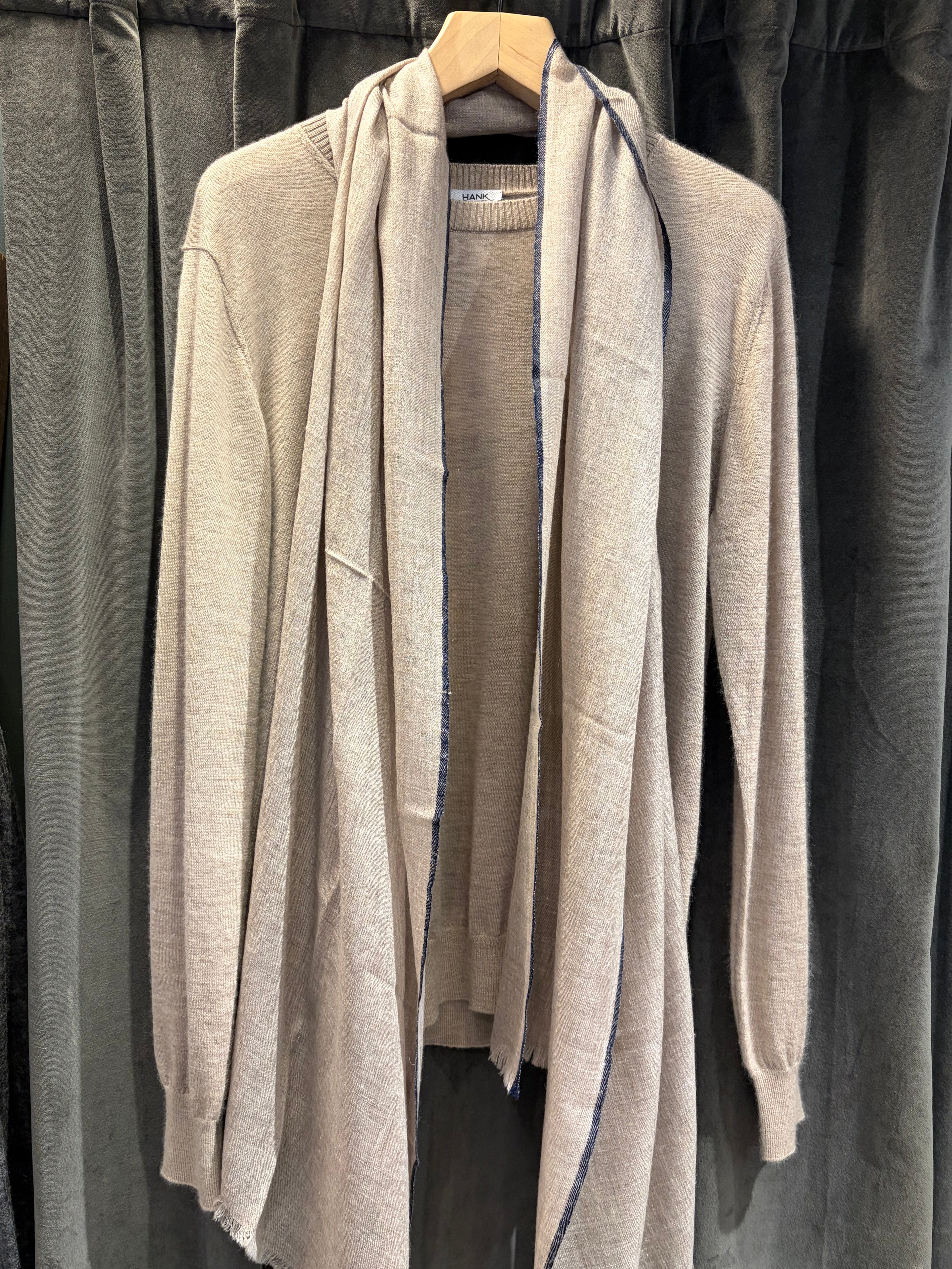 HANK Fine Cashmere Light Brown Scarf with Colored Edge