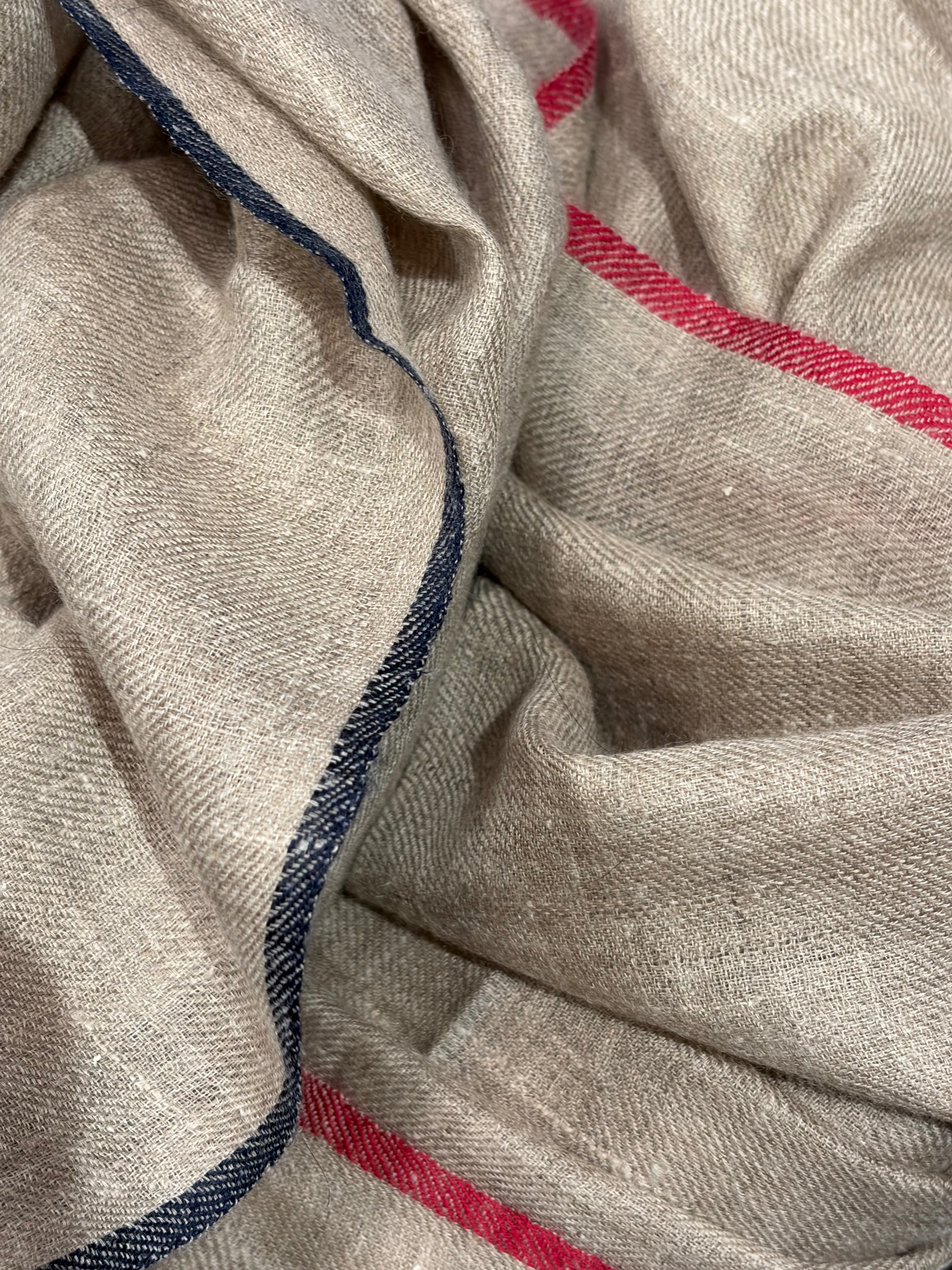 HANK Fine Cashmere Light Brown Scarf with Colored Edge