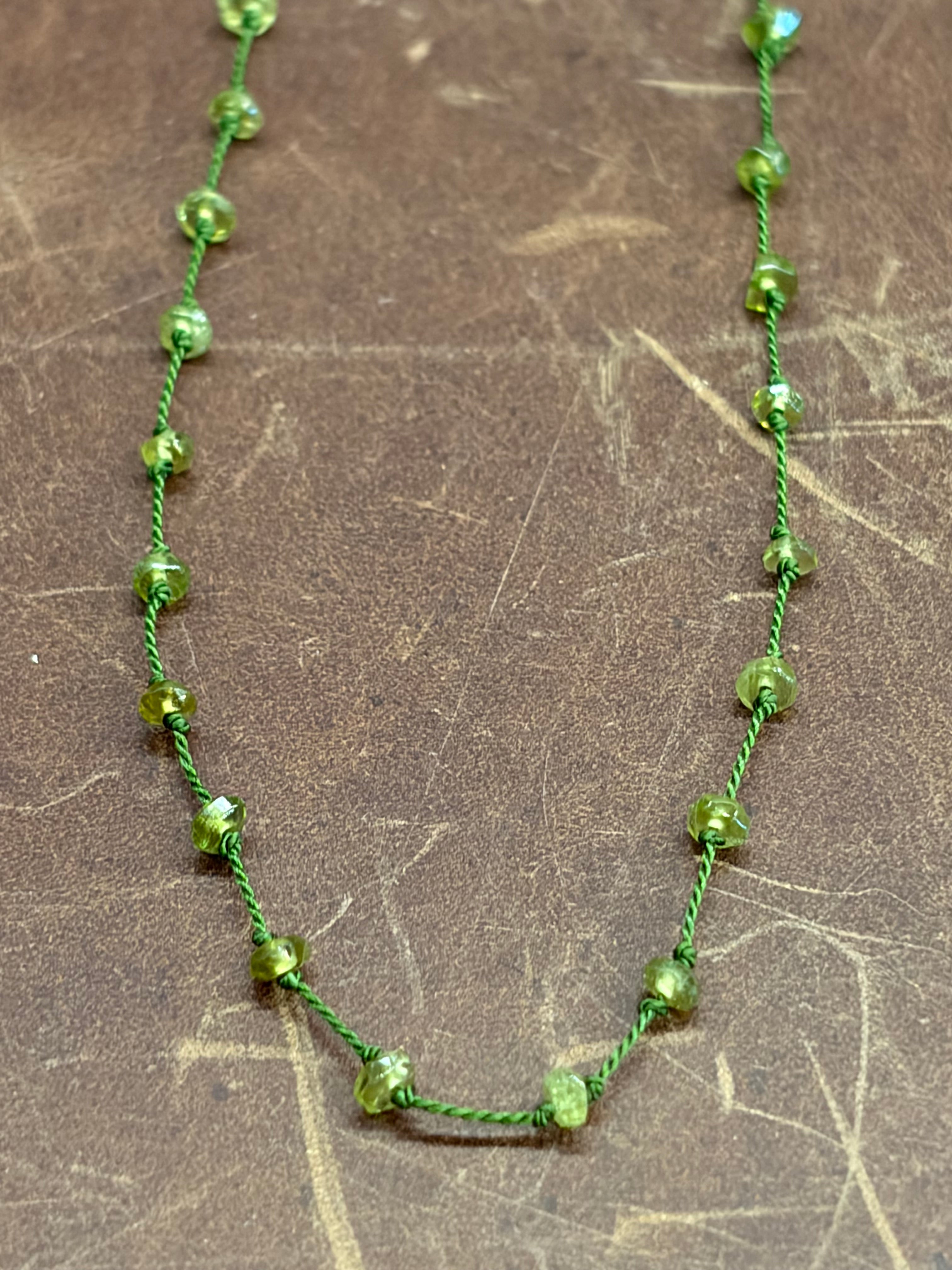 Knotted Silk Beaded Gemstone Necklace