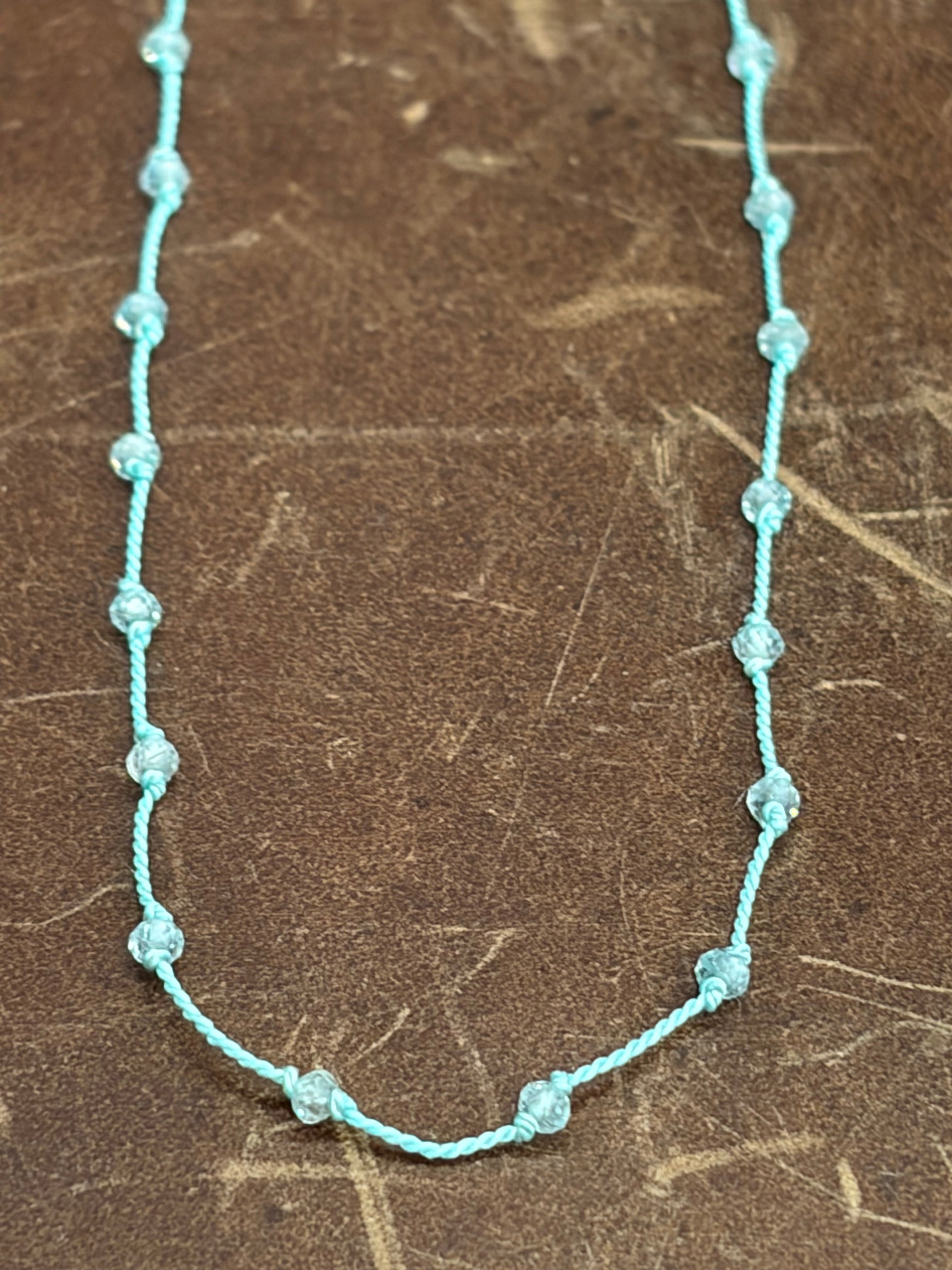 Knotted Silk Beaded Gemstone Necklace