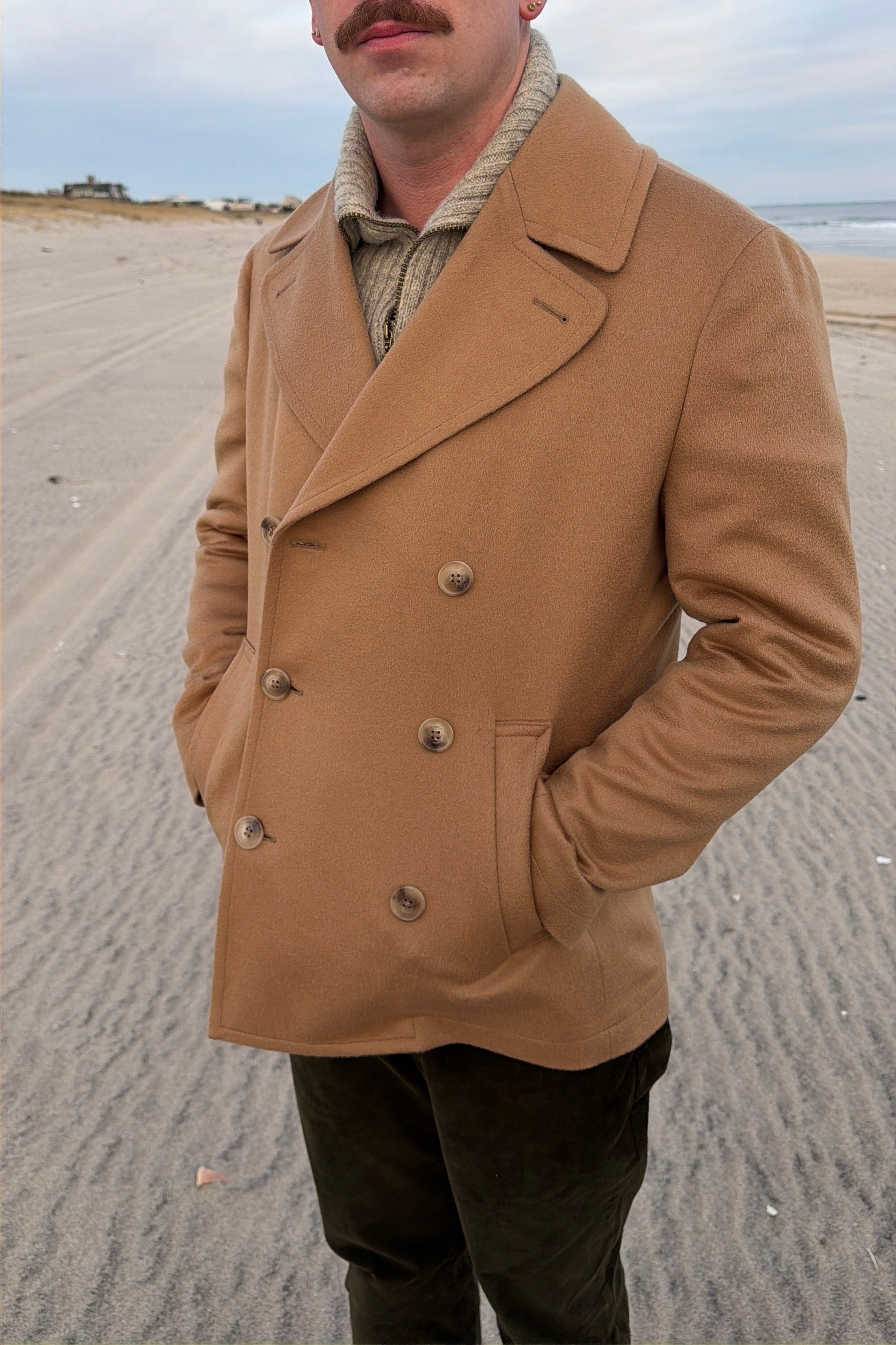 Hank Cashmere Gibson Peacoat in Camel