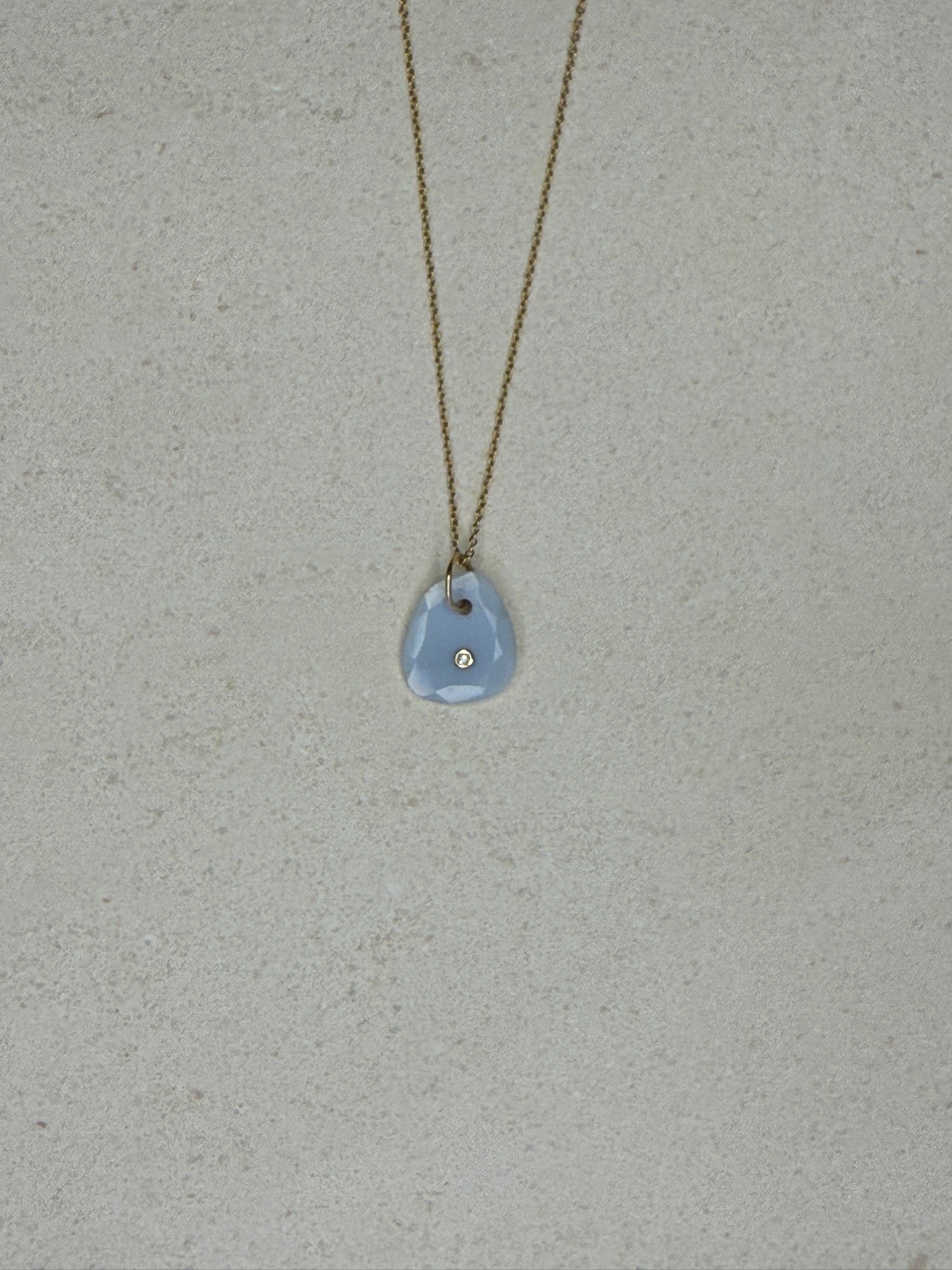 Chalcedony Diamond Gemstone Necklace