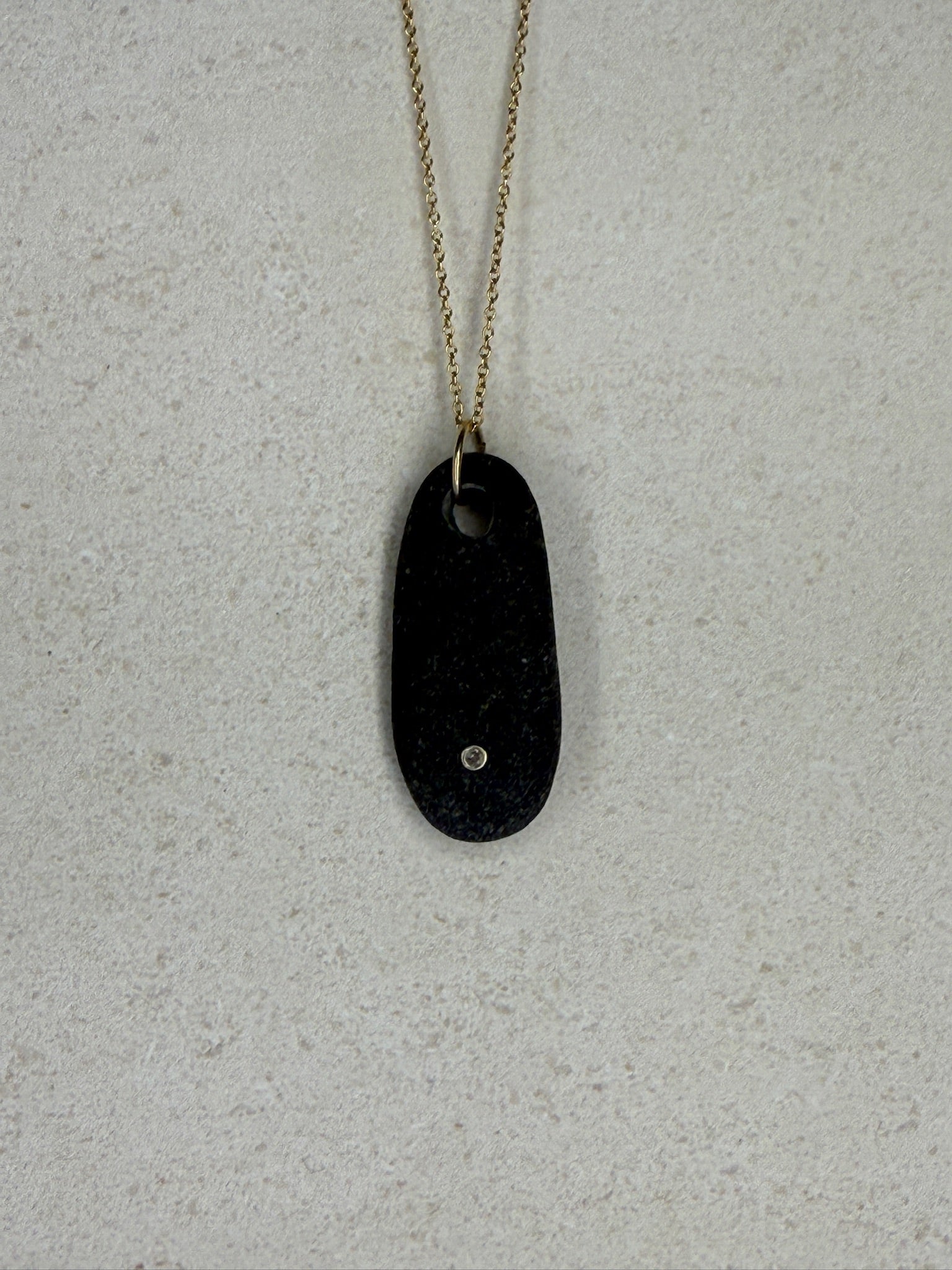 Black Beach Stone Diamond Necklace
