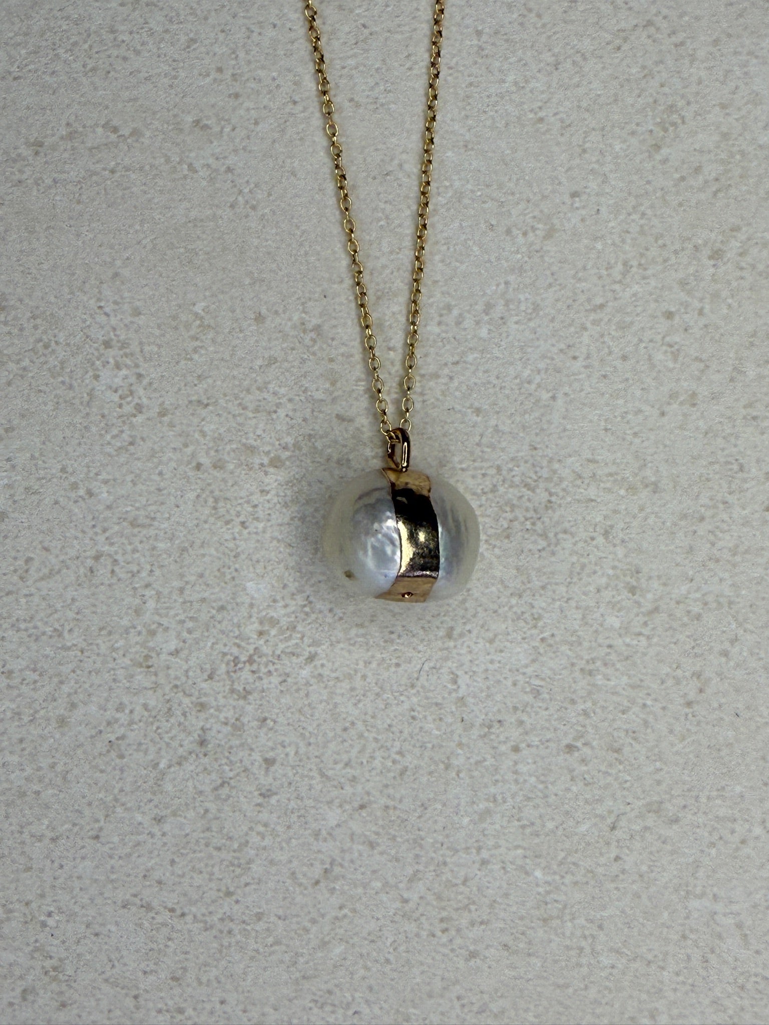 Gold Band Pearl Necklace