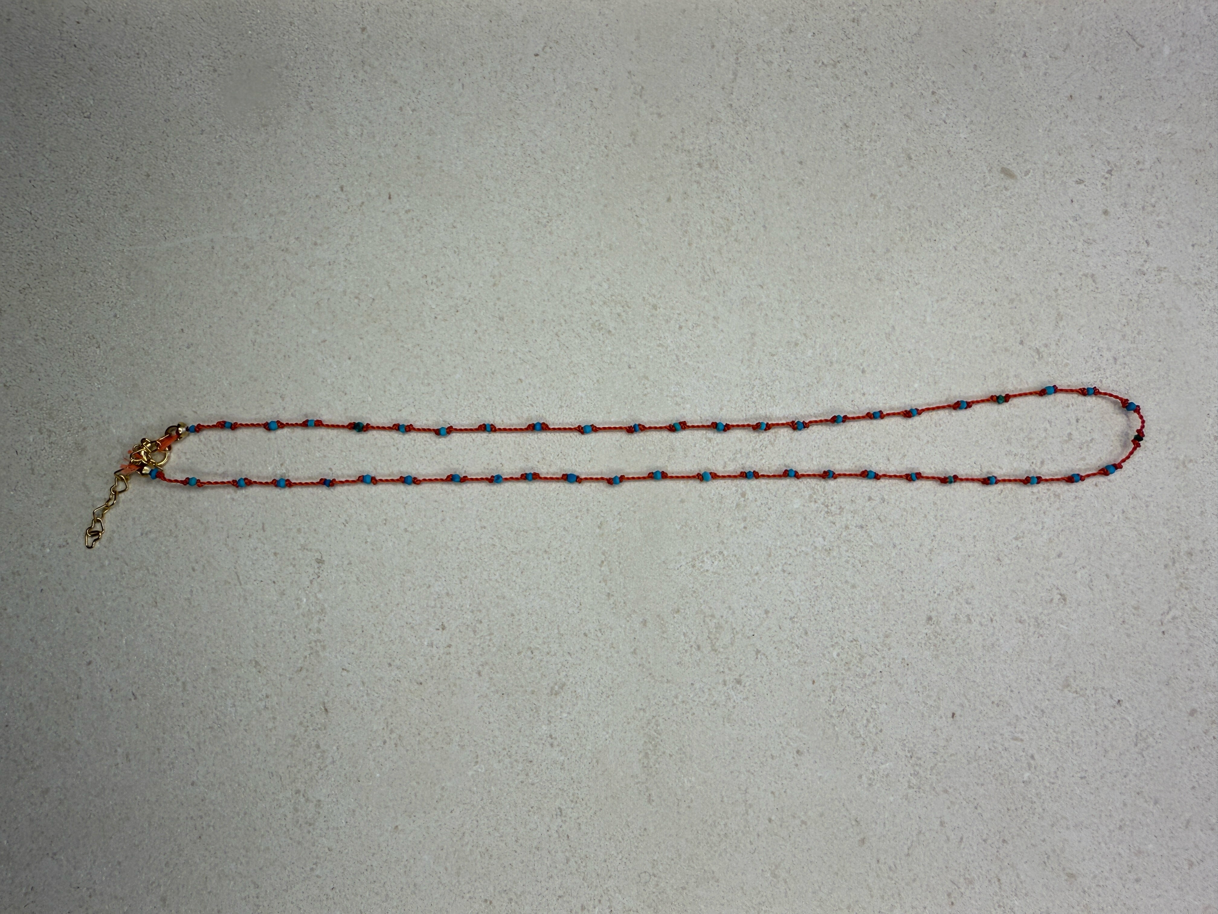 Knotted Silk Turquoise Necklace - Coral