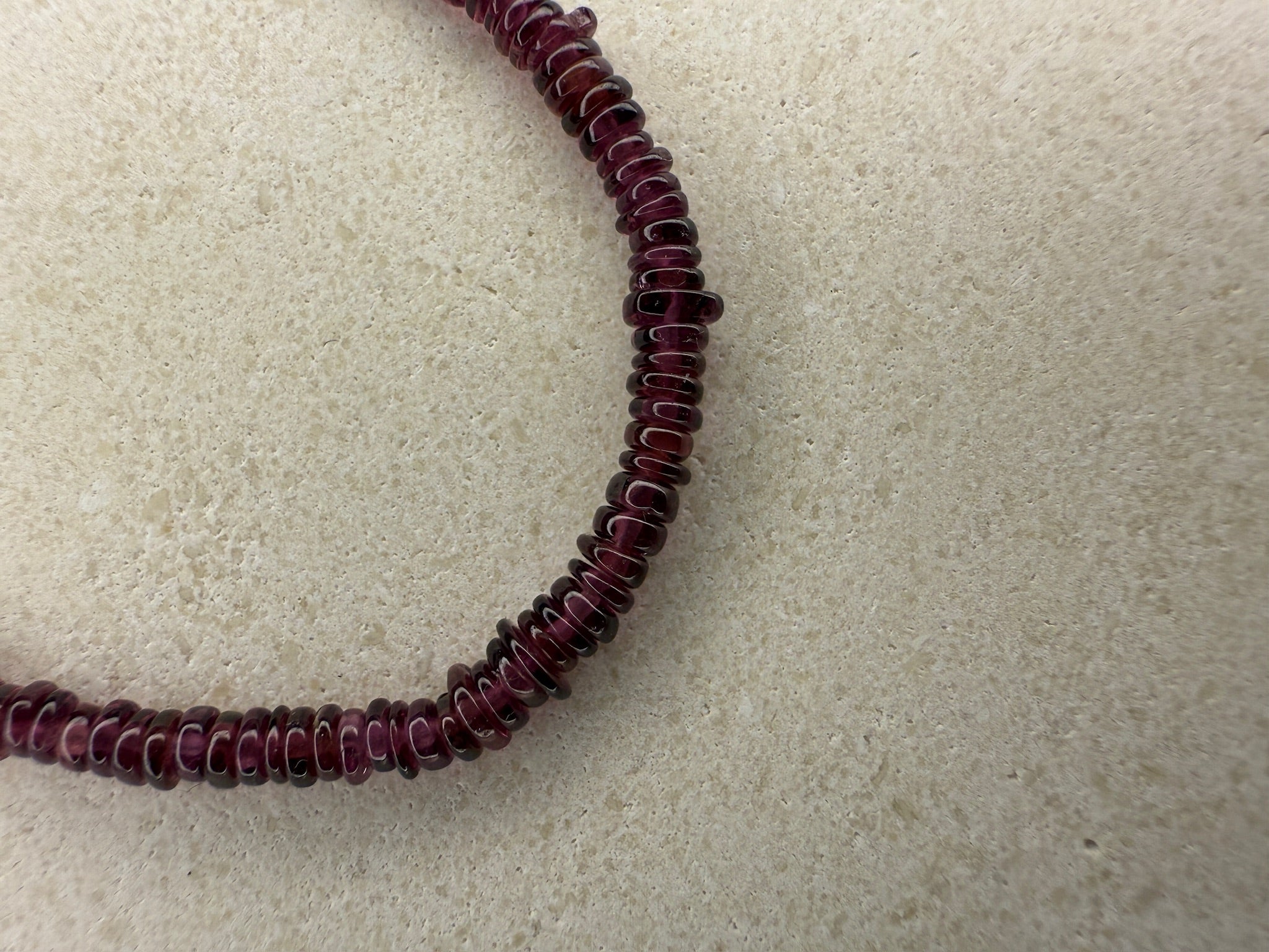 Garnet Tire-Cut Beaded Bracelet