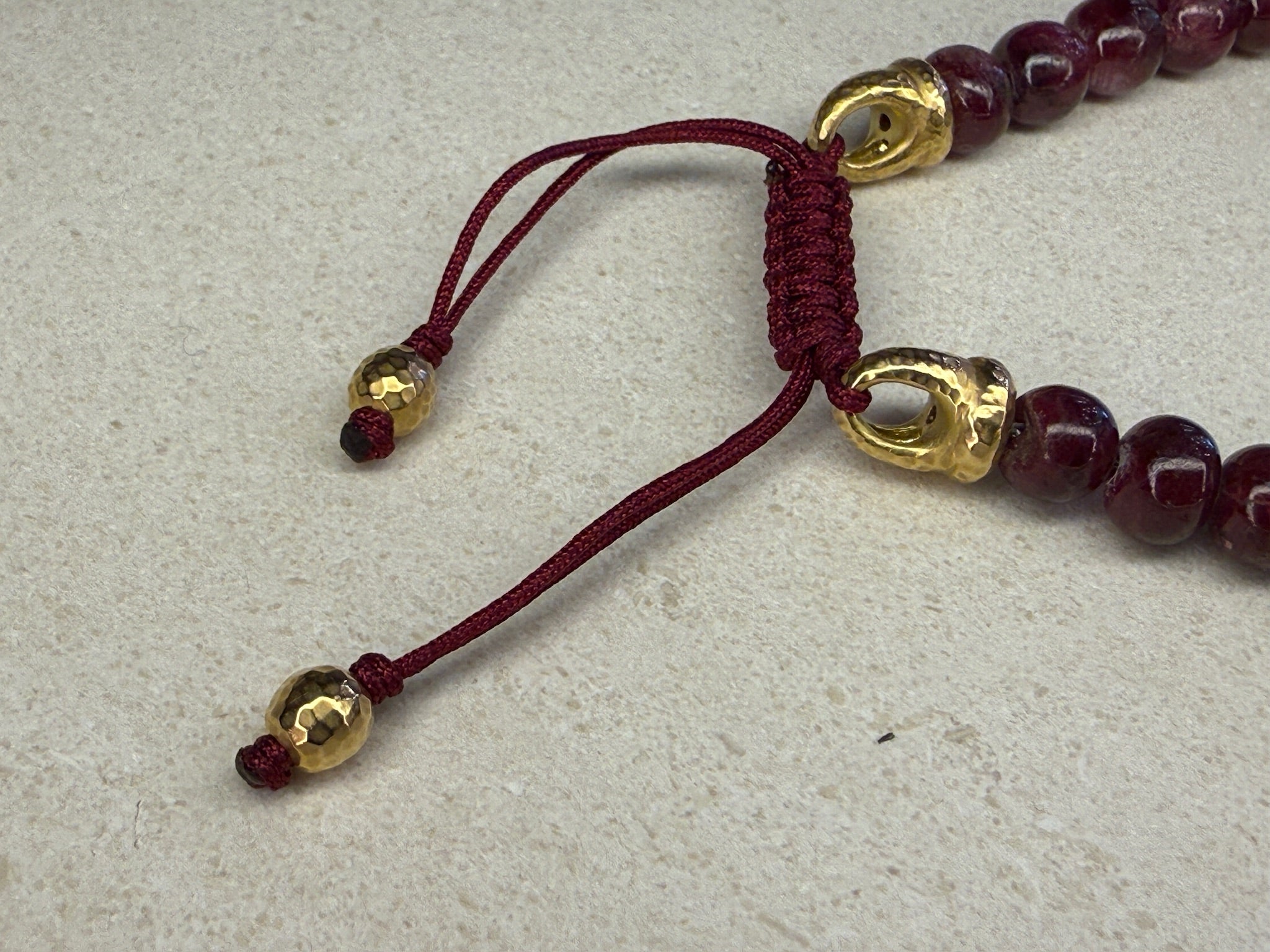 Large Rough Ruby Beaded Bracelet