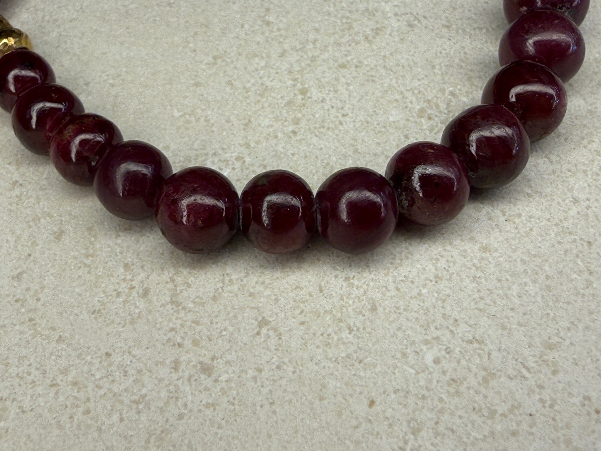 Large Rough Ruby Beaded Bracelet
