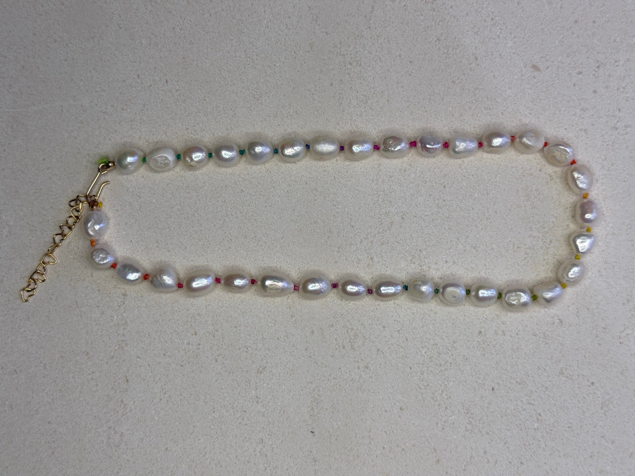 Large Rainbow Knotted Pearl Necklace
