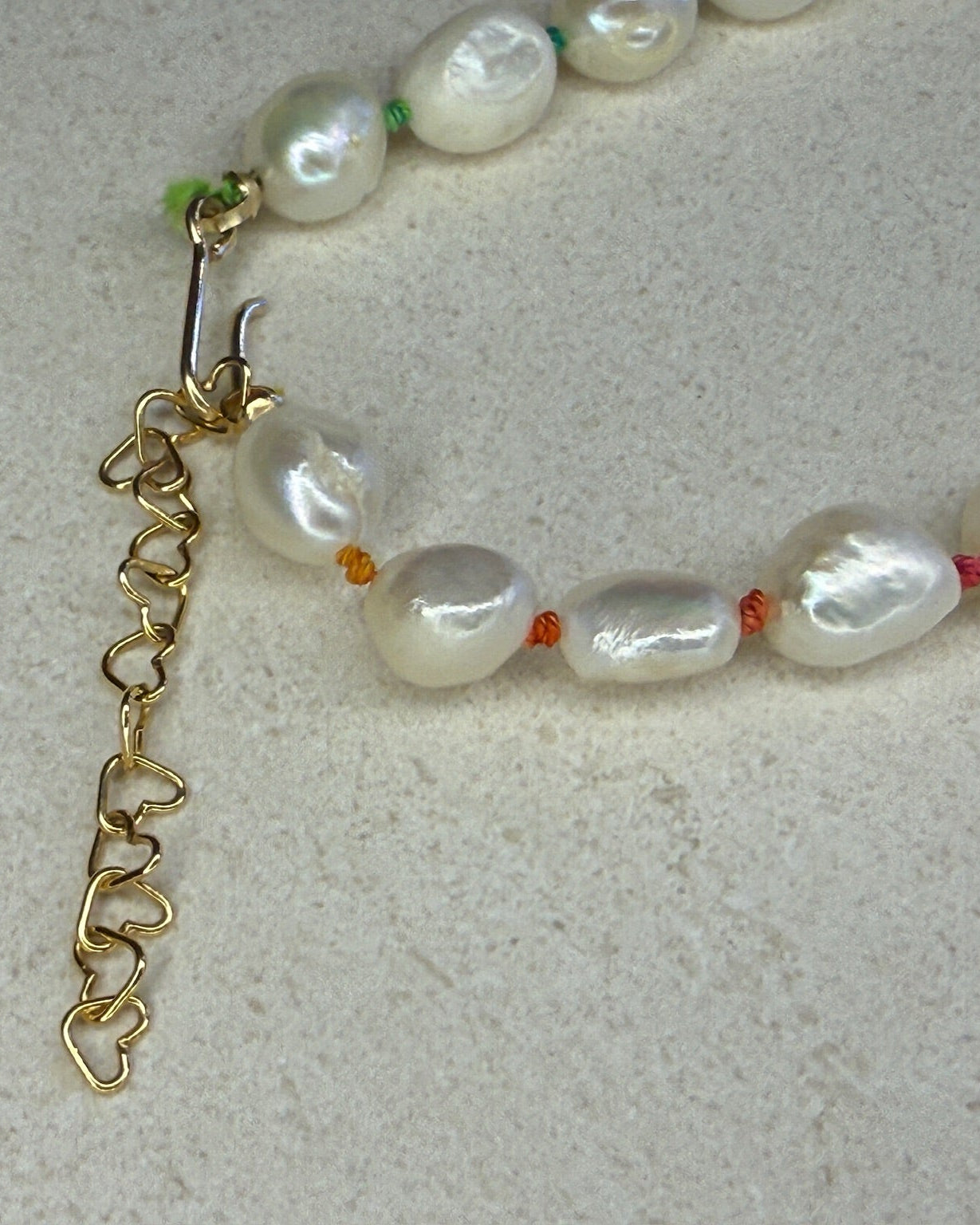 Large Rainbow Knotted Pearl Necklace