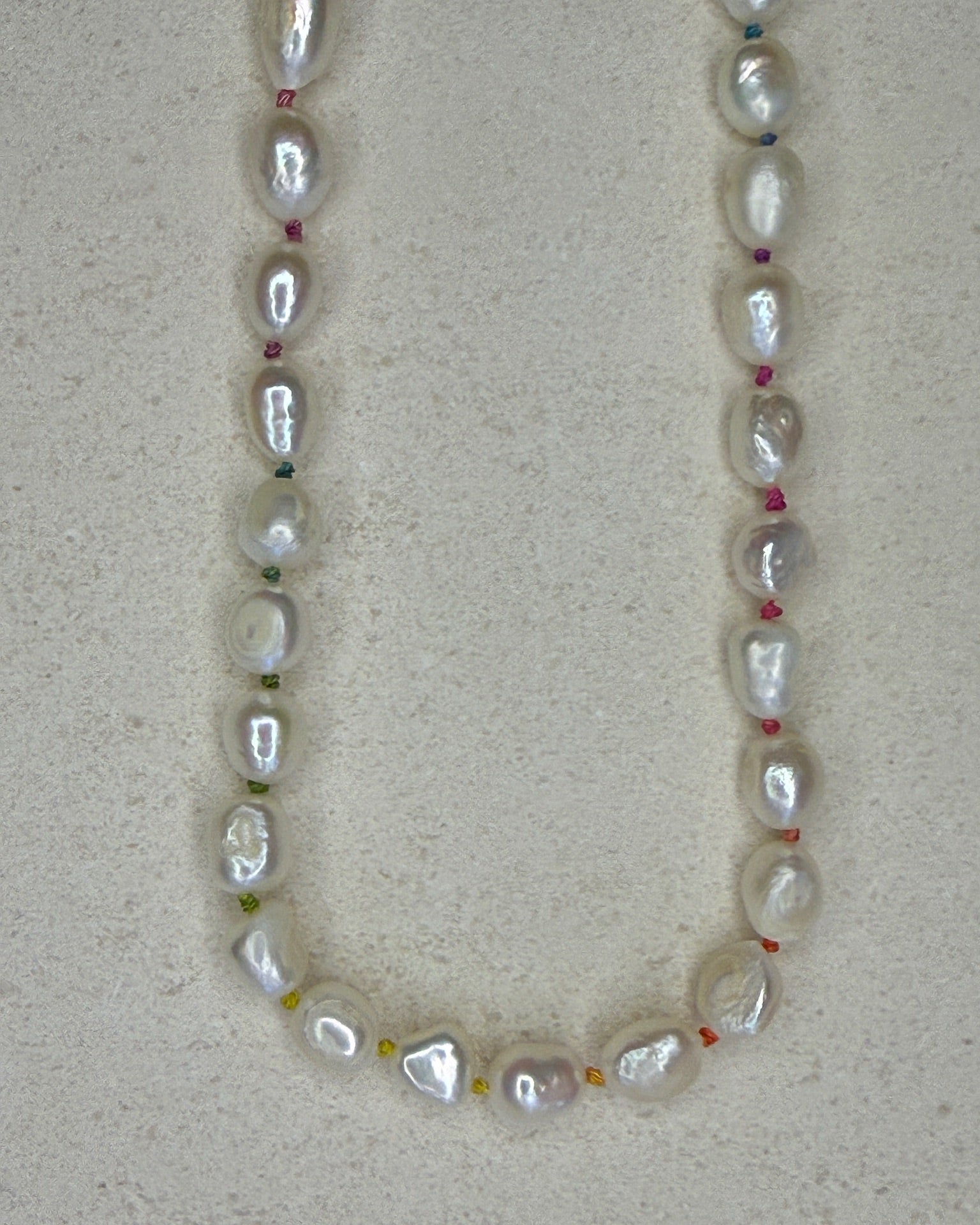 Large Rainbow Knotted Pearl Necklace