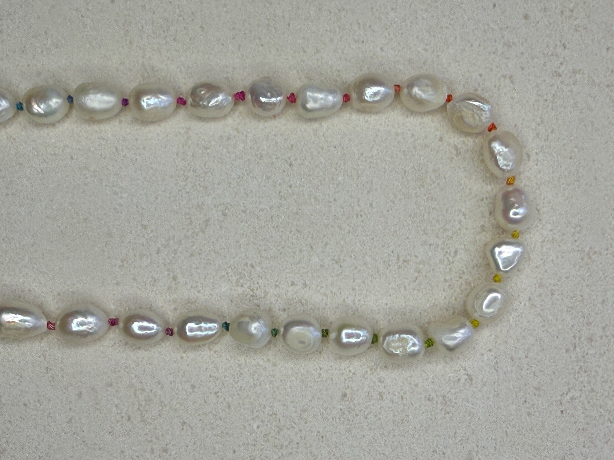 Large Rainbow Knotted Pearl Necklace