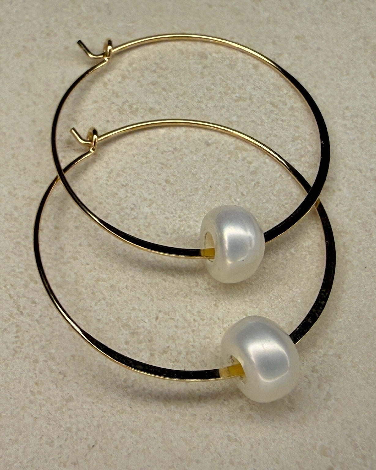 Pearl Hoop Earrings Large