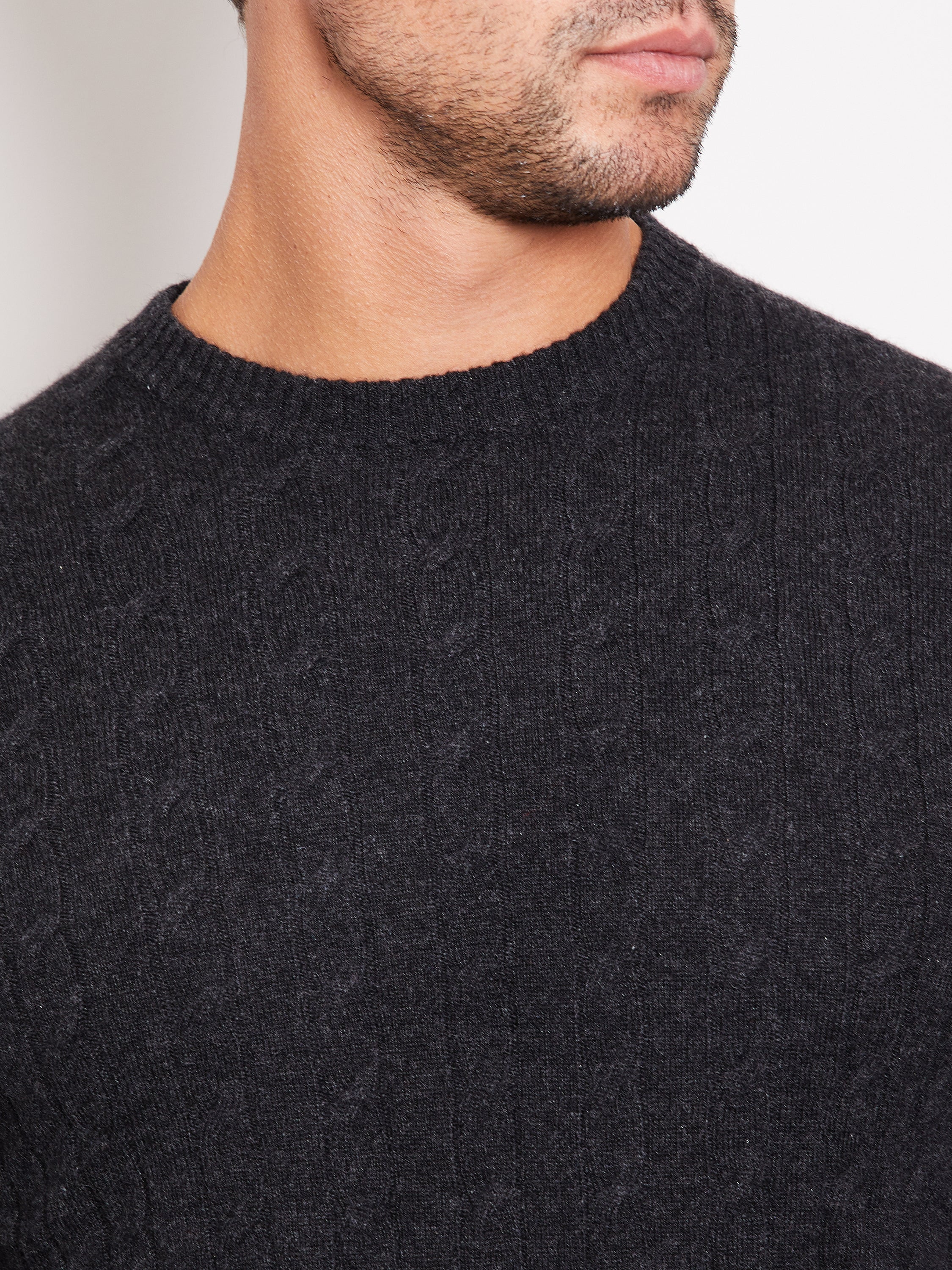 Hank Cashmere Madison Cable Knit Sweater in Charcoal
