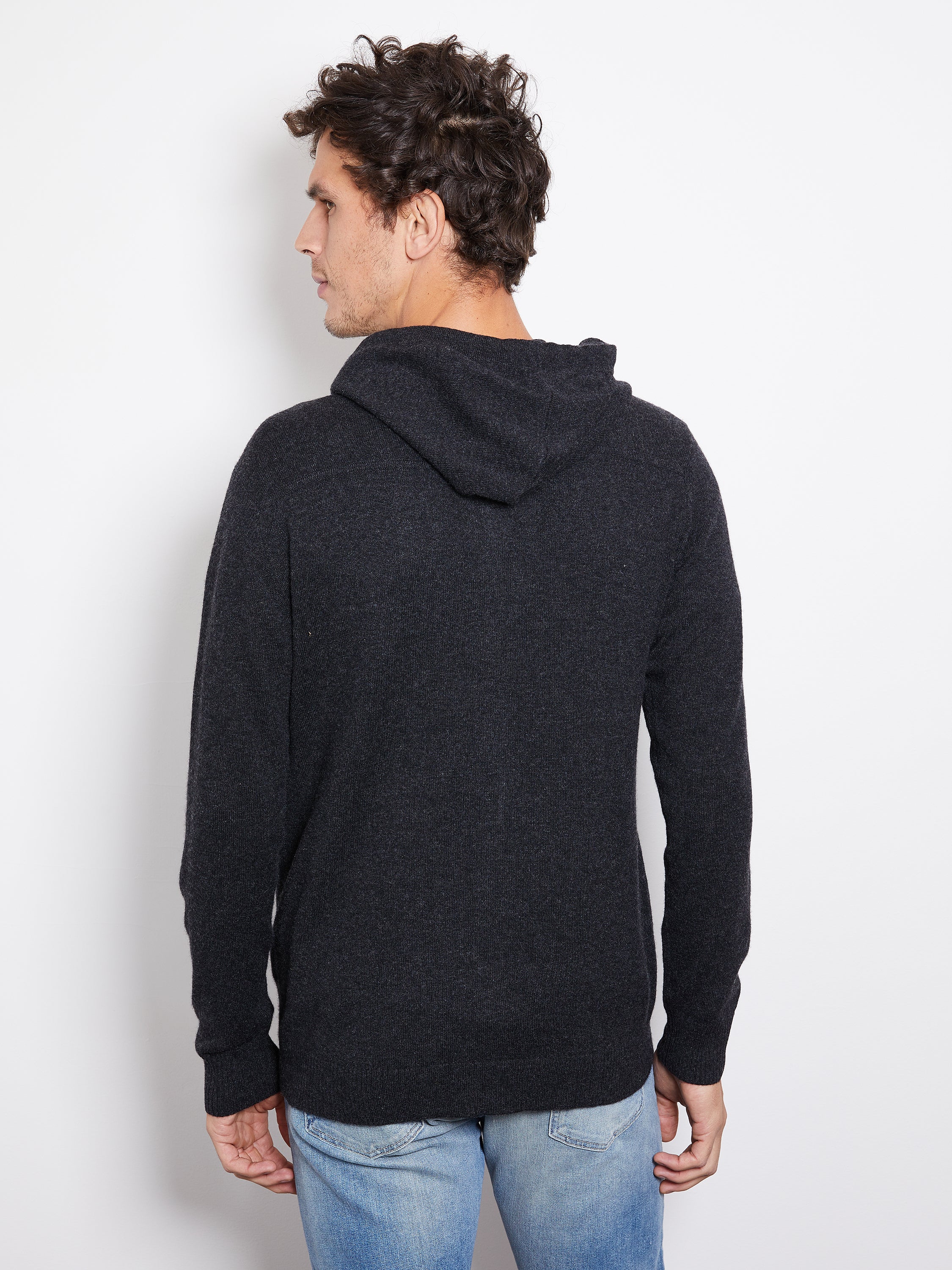 Hank Cashmere Latham Zip Up in Charcoal