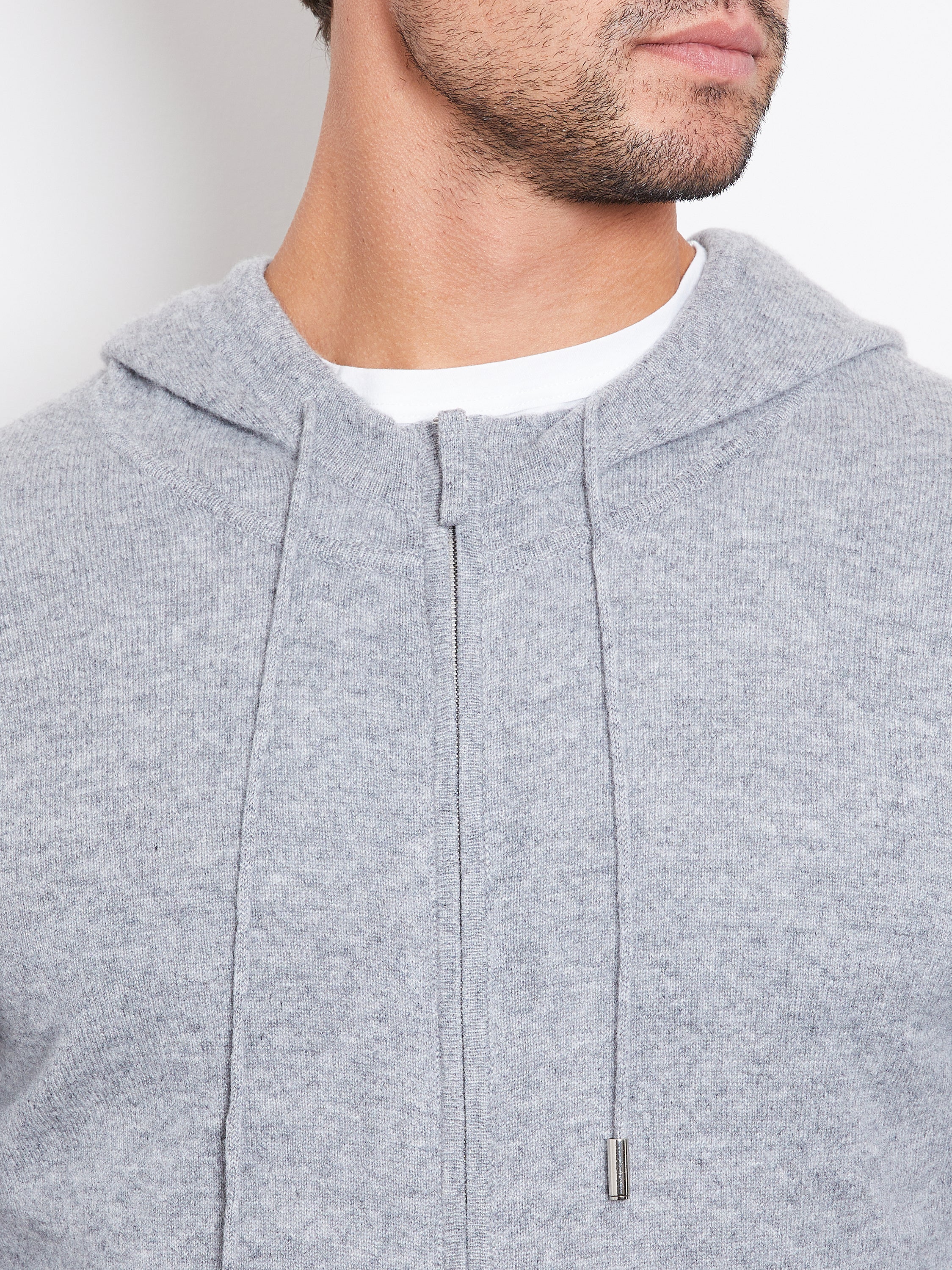 Hank Cashmere Latham Zip Up in Medium Grey
