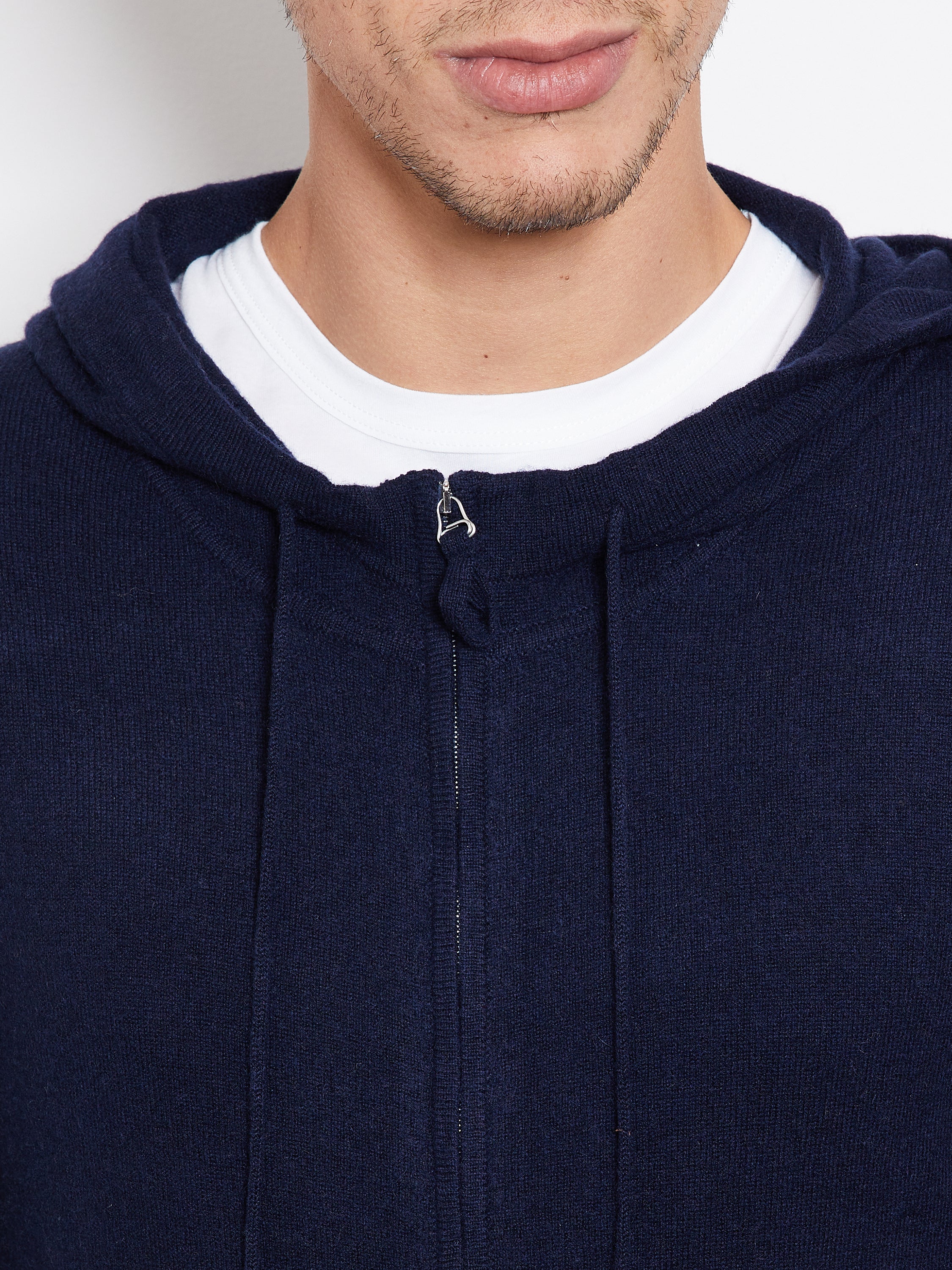 Hank Cashmere Latham Zip Up in Midnight Navy