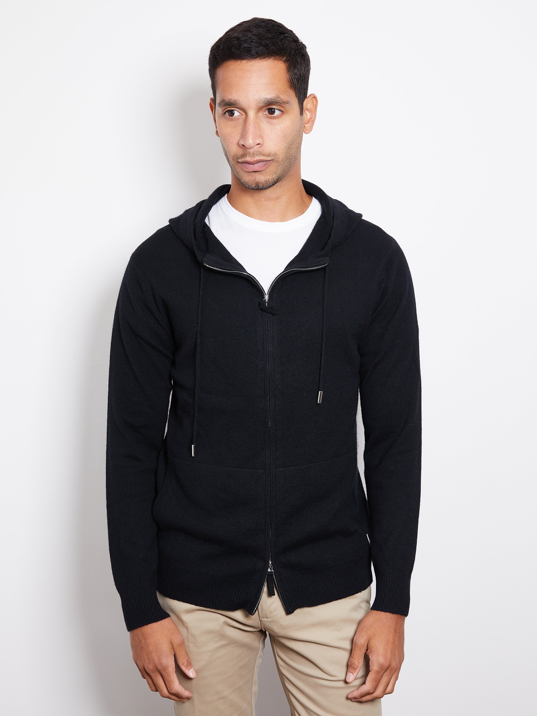 Hank Cashmere Latham Zip Up in Black