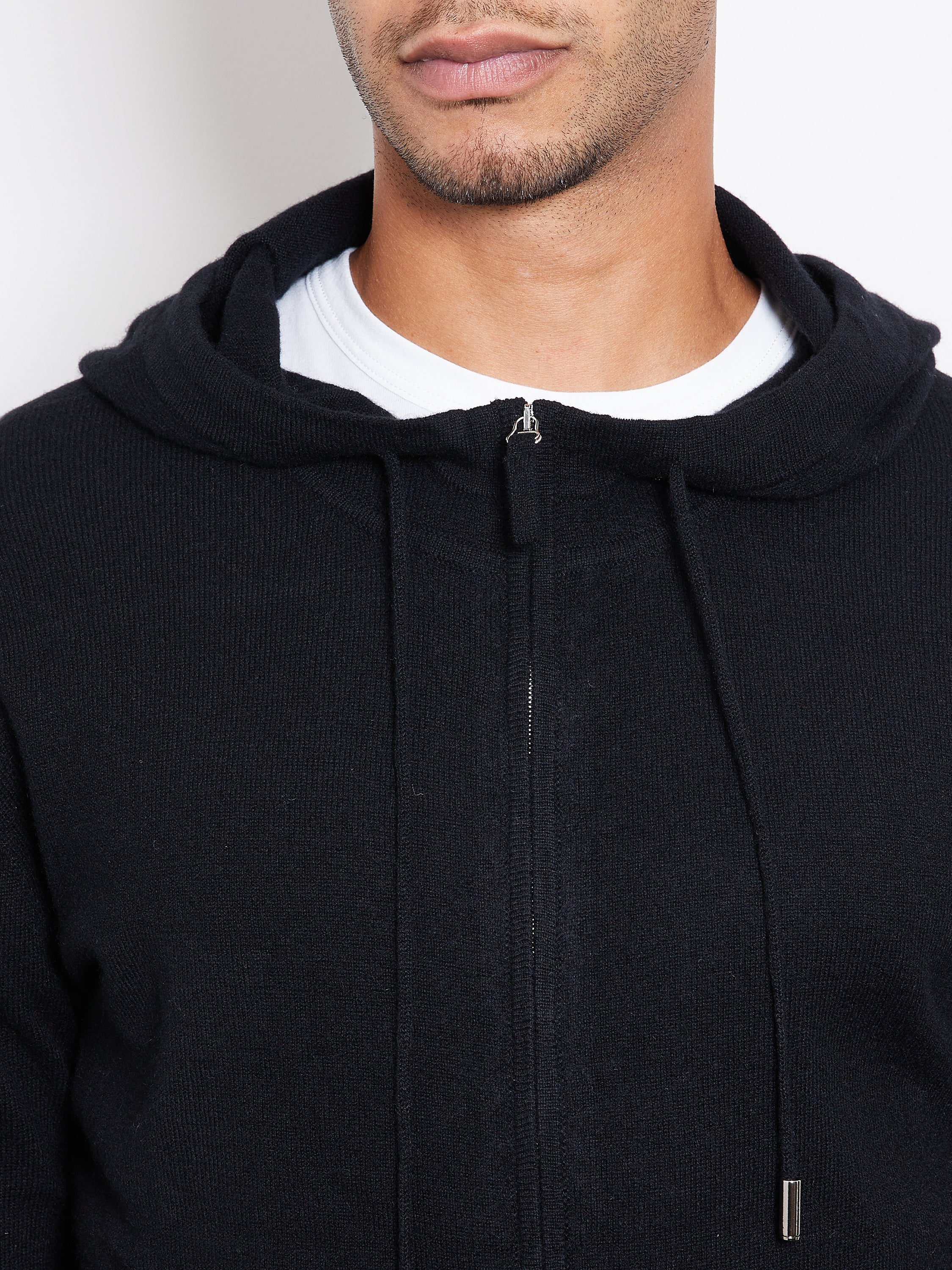 Hank Cashmere Latham Zip Up in Black