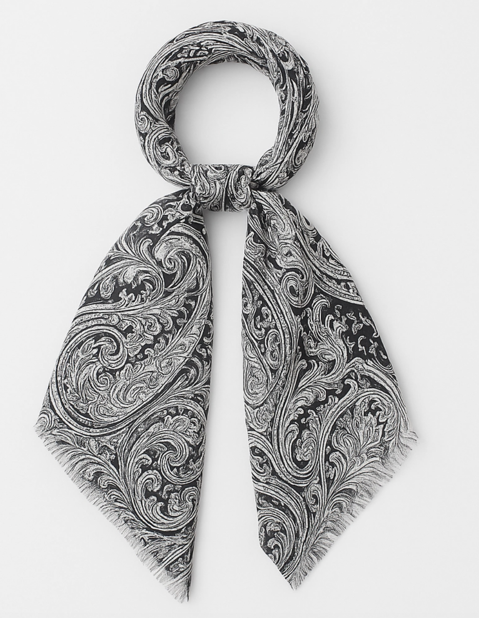 Hank Cashmere Vintage Paisley Neckerchief, Black