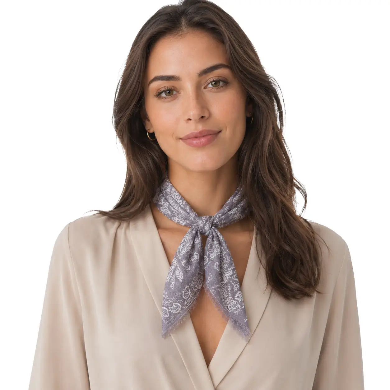 Hank Cashmere Vintage Paisley Neckerchief, Slate