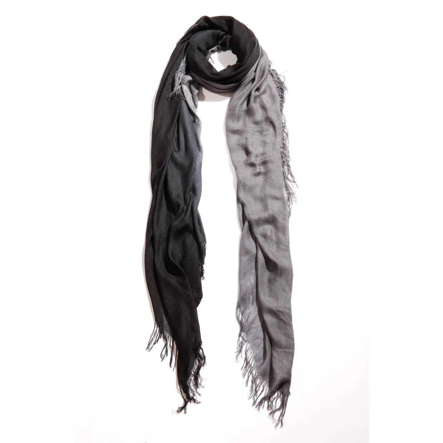 Hank Gauze Cashmere Butter Scarf, Black/Medium Grey