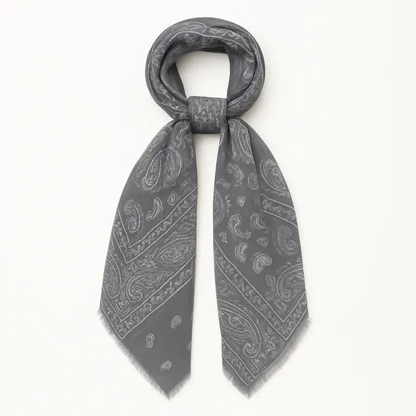 Hank Cashmere Vintage Paisley Neckerchief, Slate